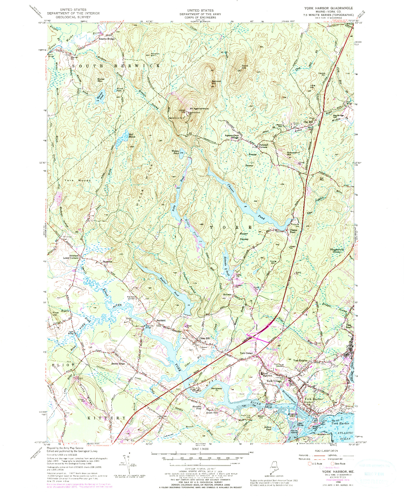 USGS 1:24000-SCALE QUADRANGLE FOR YORK HARBOR, ME 1956