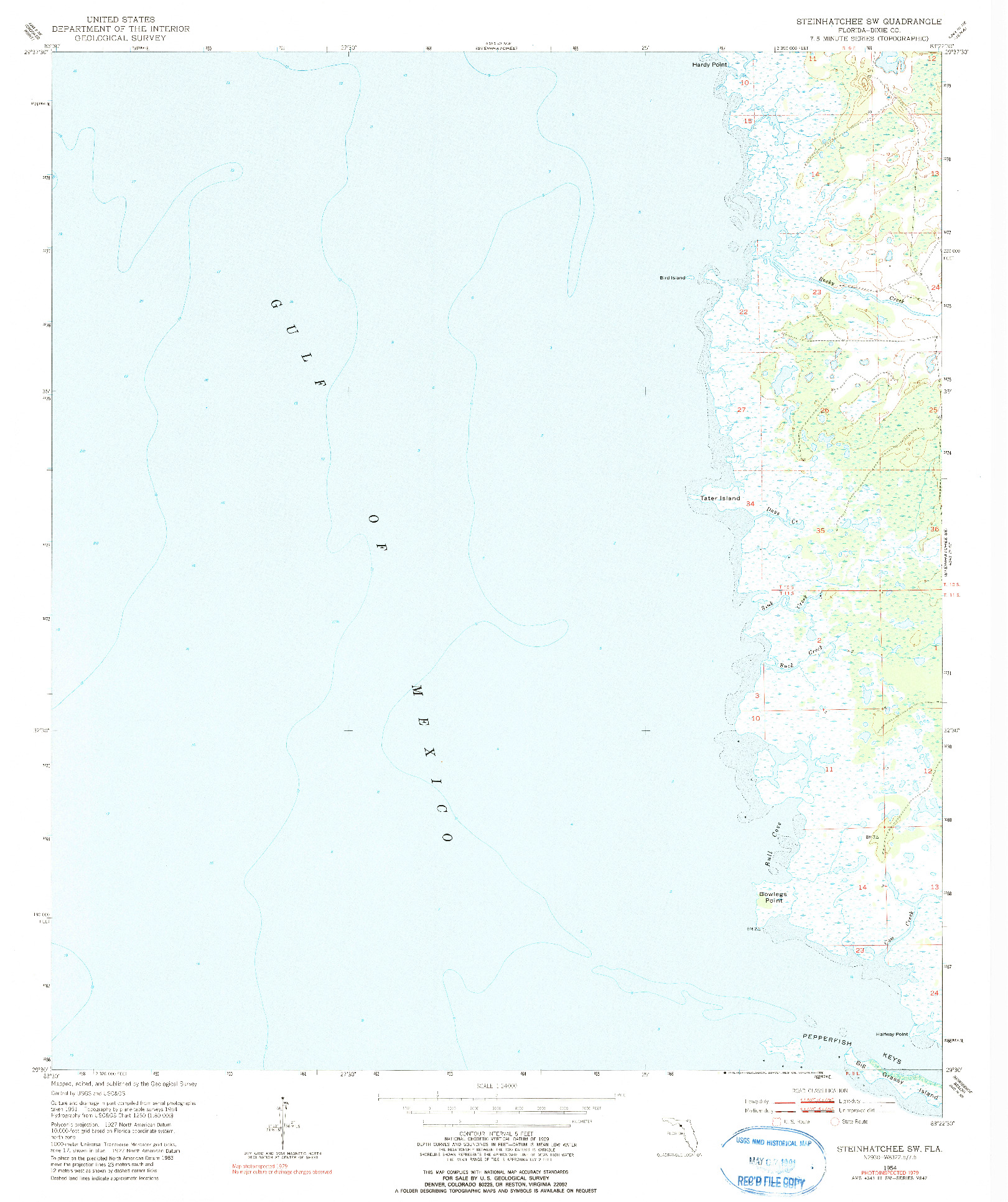 USGS 1:24000-SCALE QUADRANGLE FOR STEINHATCHEE SW, FL 1954