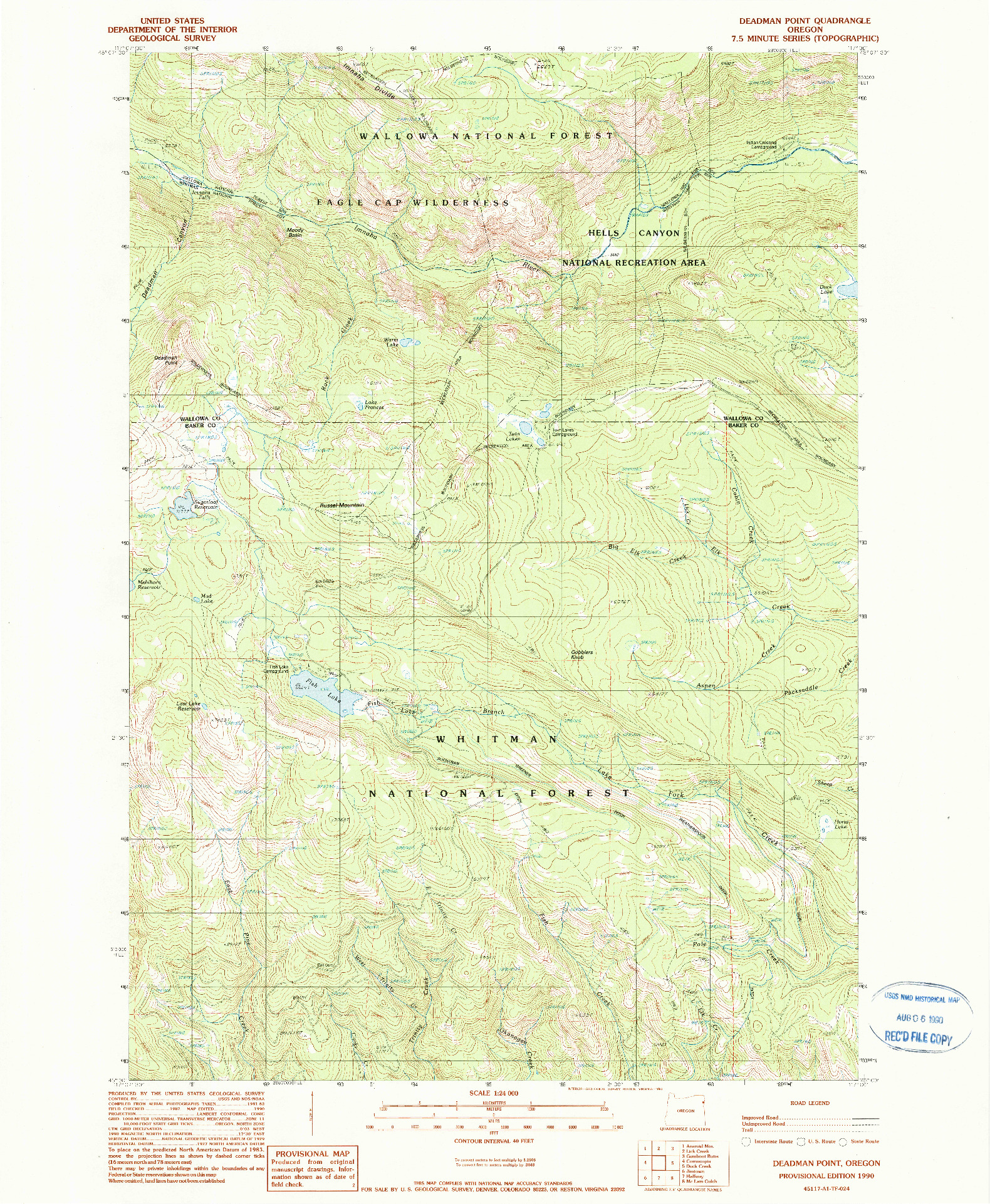 USGS 1:24000-SCALE QUADRANGLE FOR DEADMAN POINT, OR 1990