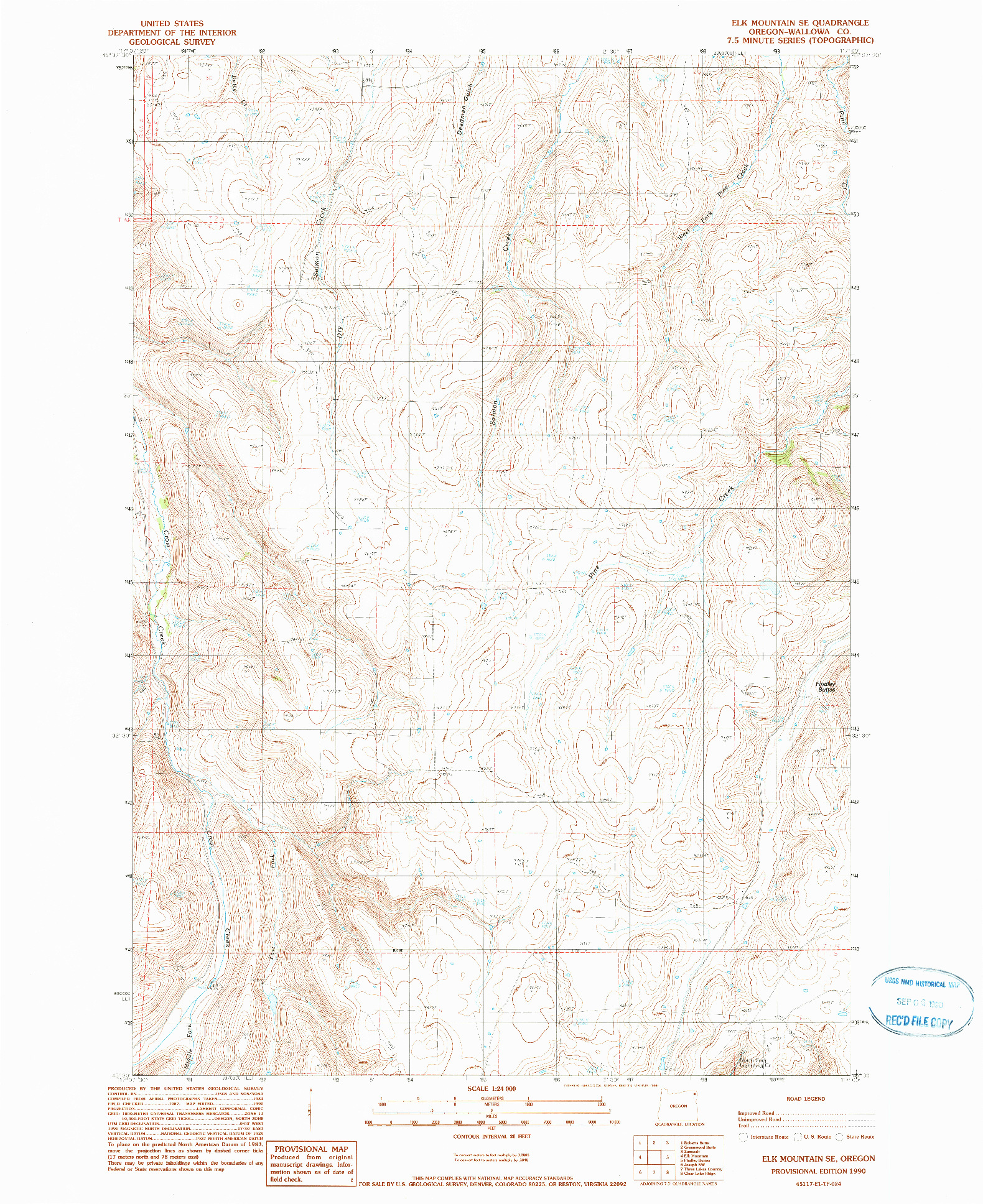 USGS 1:24000-SCALE QUADRANGLE FOR ELK MOUNTAIN SE, OR 1990