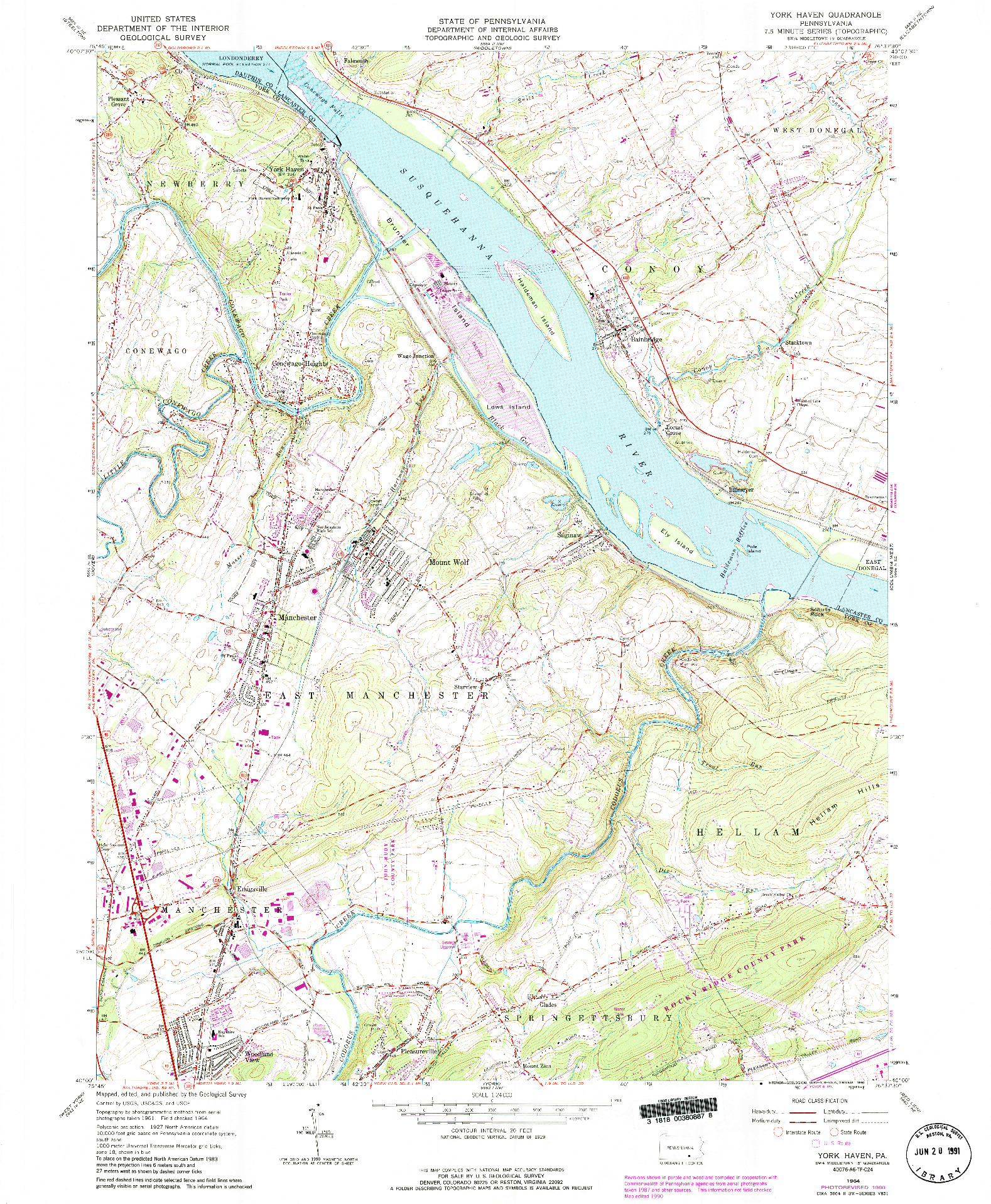 USGS 1:24000-SCALE QUADRANGLE FOR YORK HAVEN, PA 1964