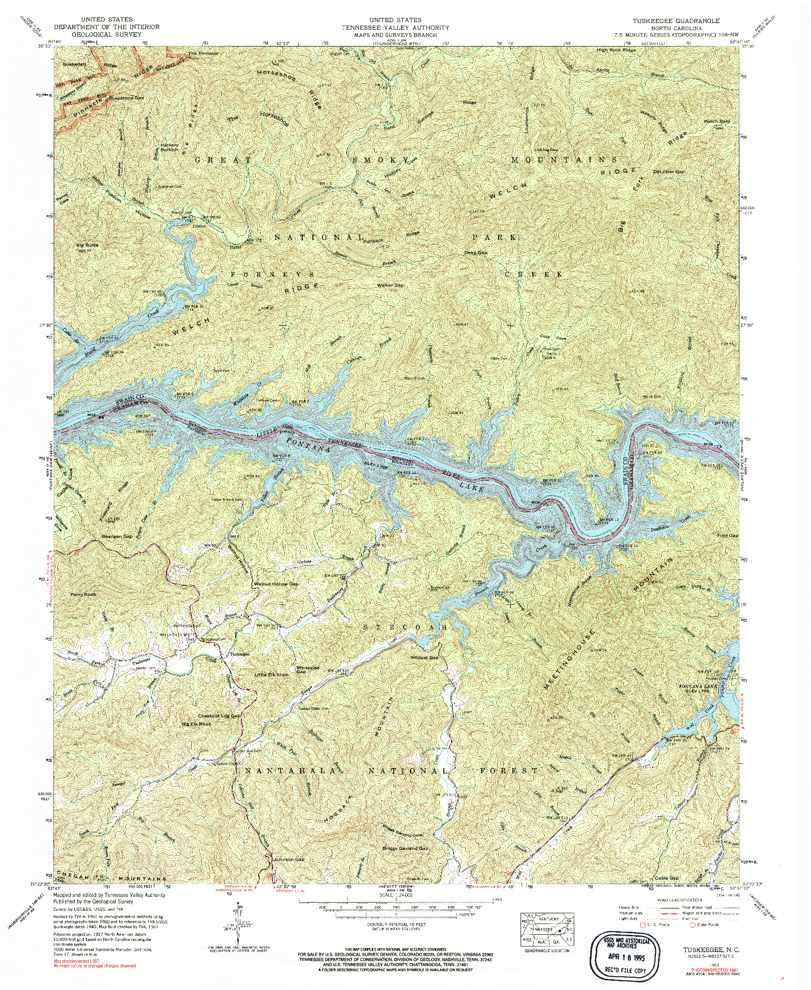 USGS 1:24000-SCALE QUADRANGLE FOR TUSKEEGEE, NC 1961