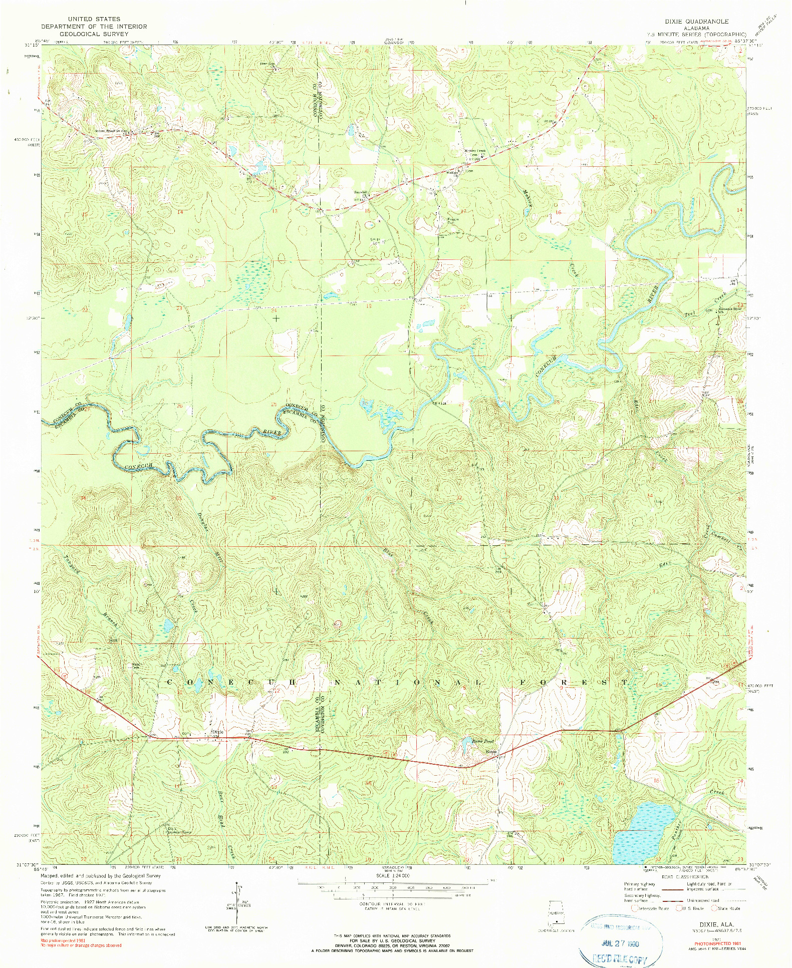 USGS 1:24000-SCALE QUADRANGLE FOR DIXIE, AL 1971