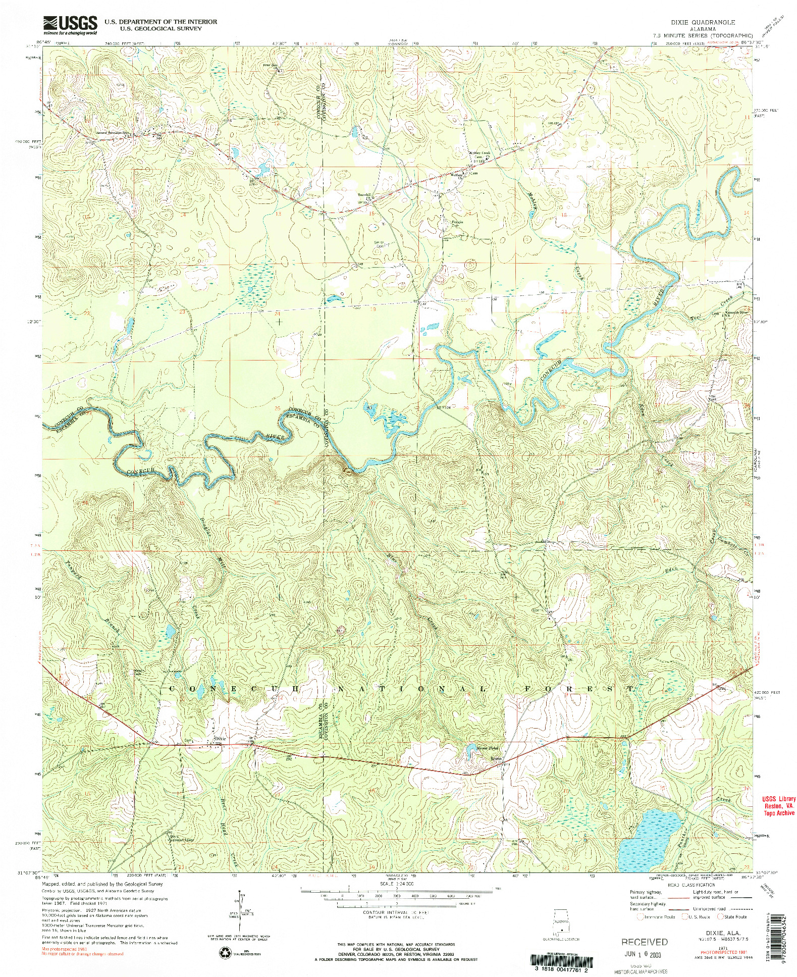 USGS 1:24000-SCALE QUADRANGLE FOR DIXIE, AL 1971