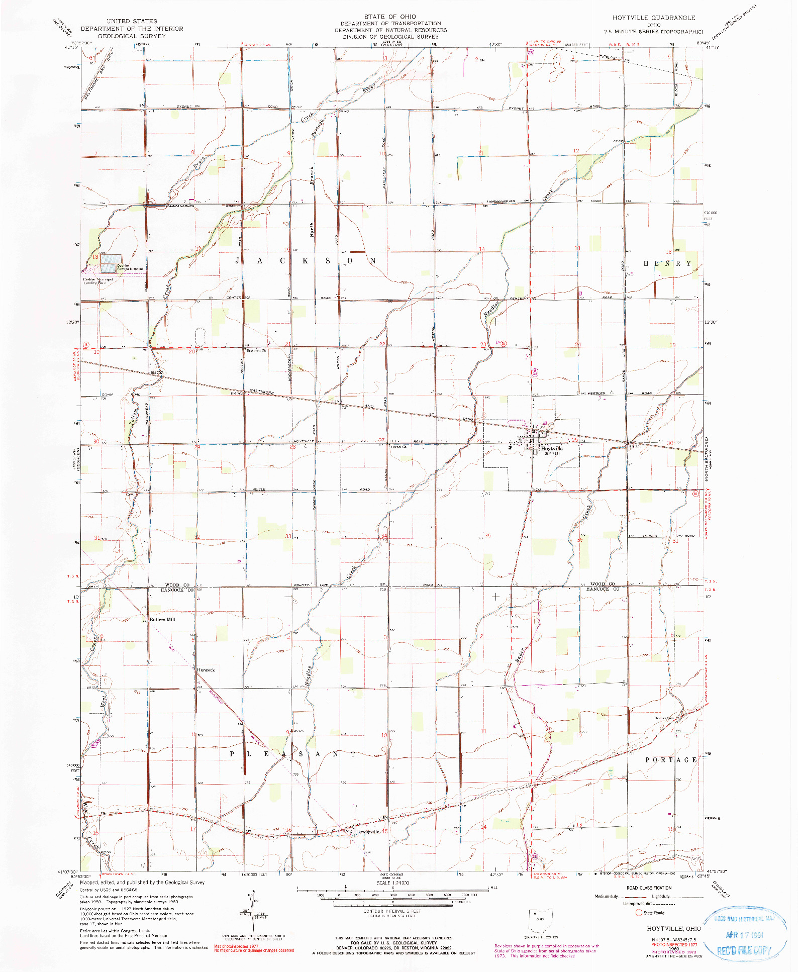 USGS 1:24000-SCALE QUADRANGLE FOR HOYTVILLE, OH 1960