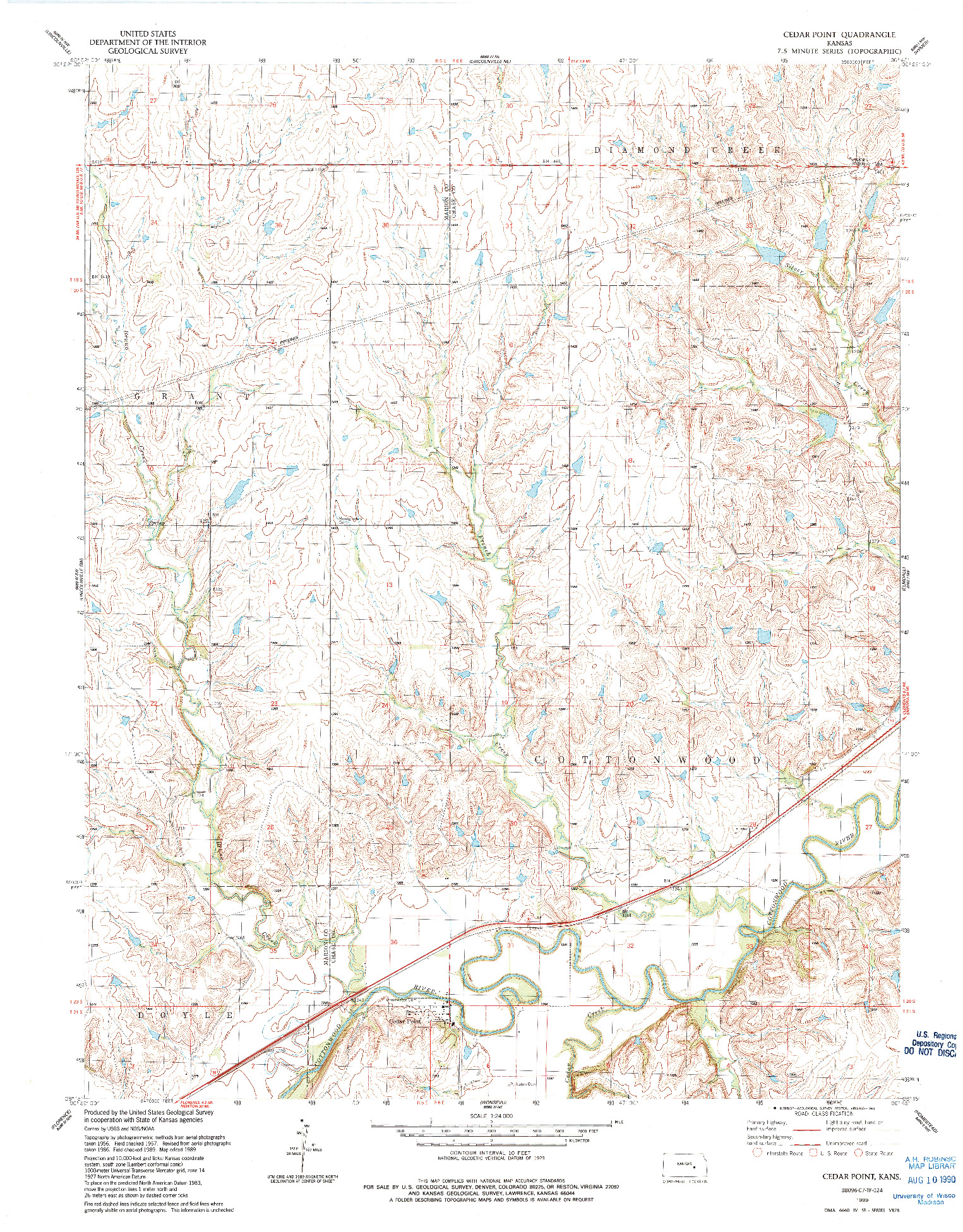 USGS 1:24000-SCALE QUADRANGLE FOR CEDAR POINT, KS 1989