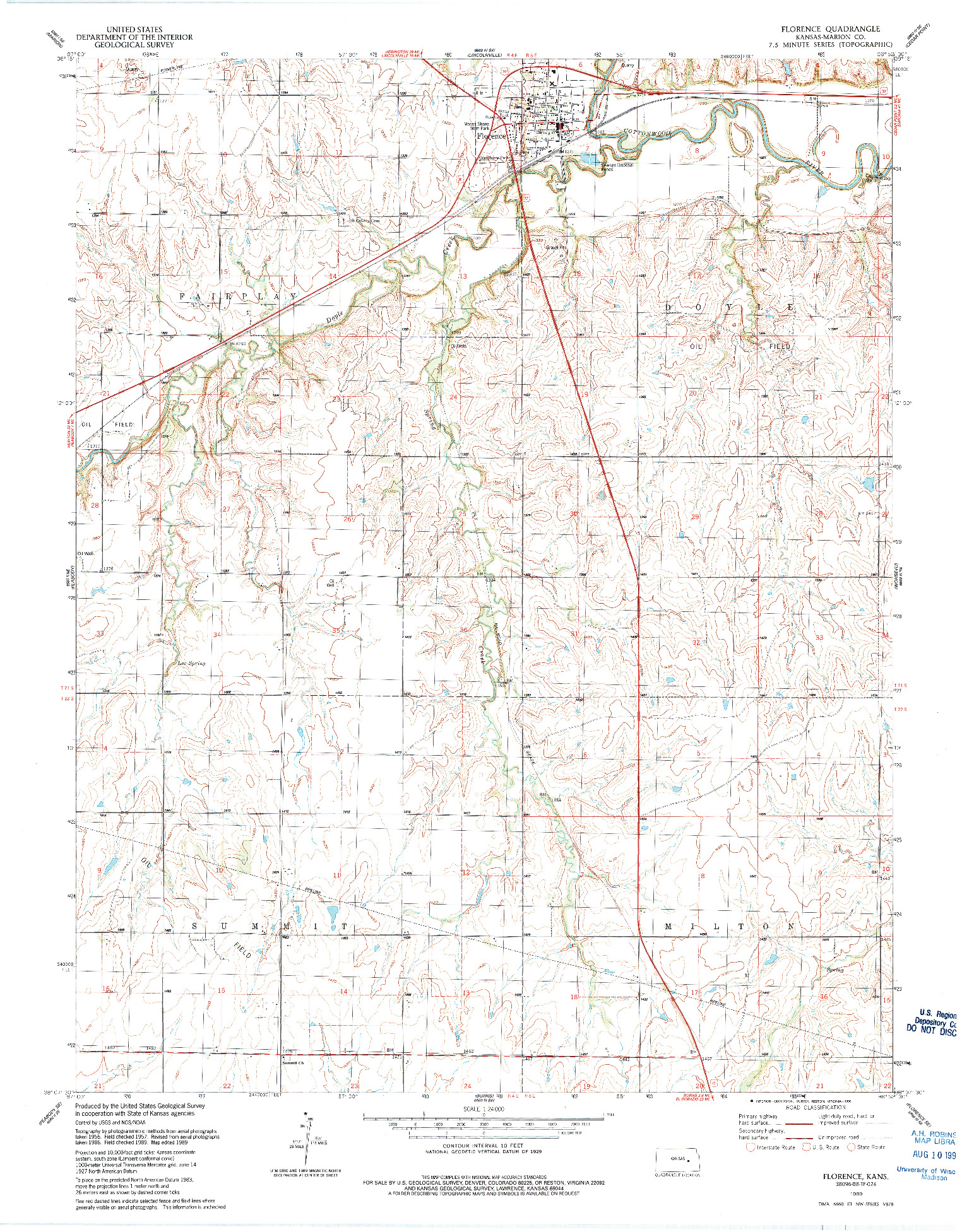 USGS 1:24000-SCALE QUADRANGLE FOR FLORENCE, KS 1989