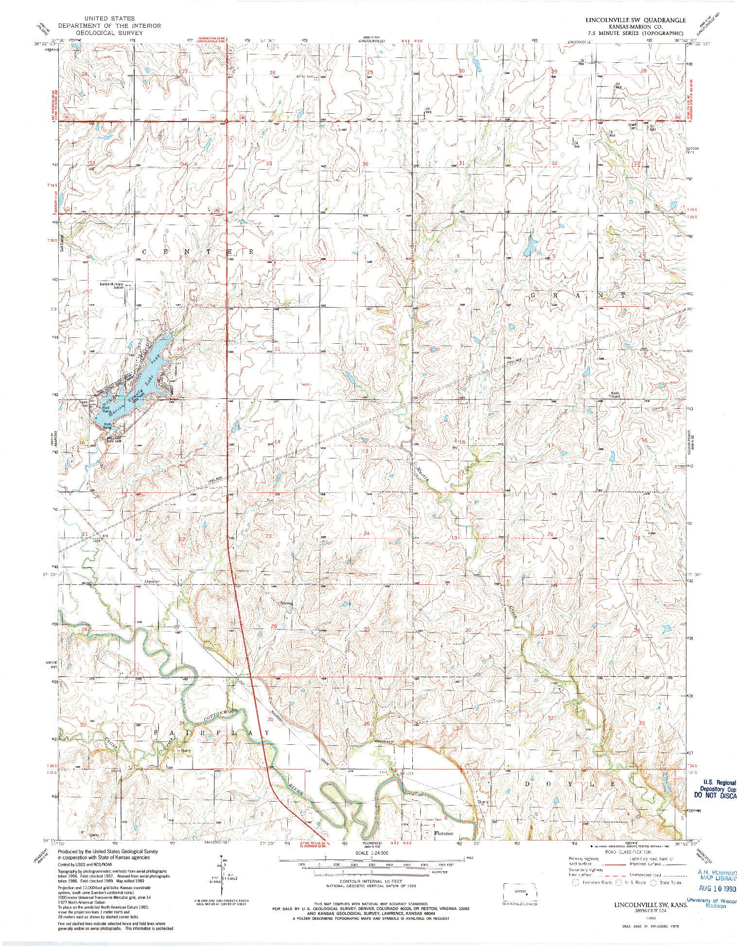 USGS 1:24000-SCALE QUADRANGLE FOR LINCOLNVILLE SW, KS 1989