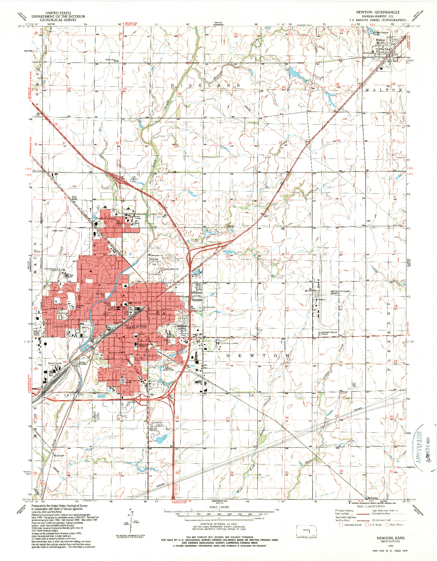USGS 1:24000-SCALE QUADRANGLE FOR NEWTON, KS 1989