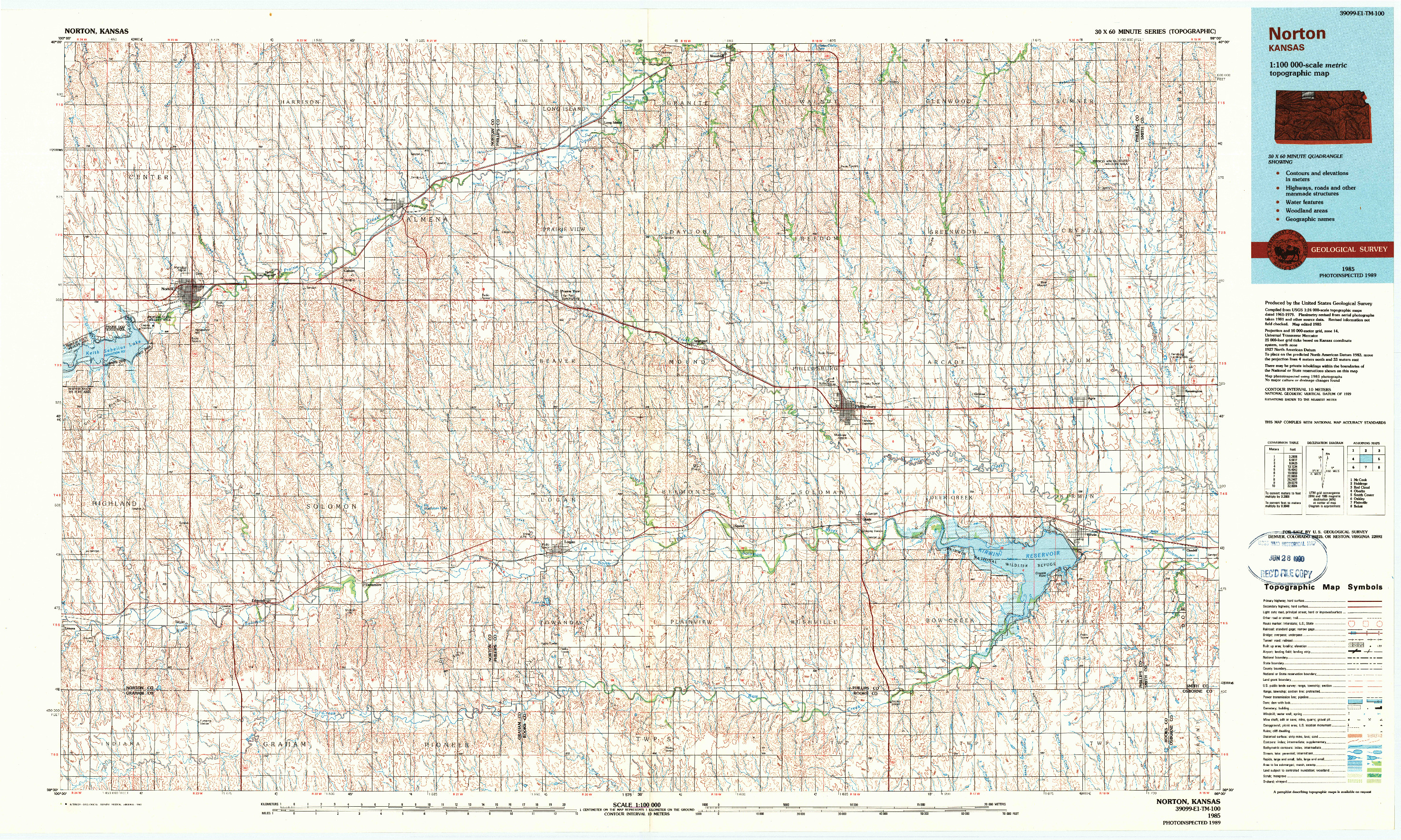 USGS 1:100000-SCALE QUADRANGLE FOR NORTON, KS 1985