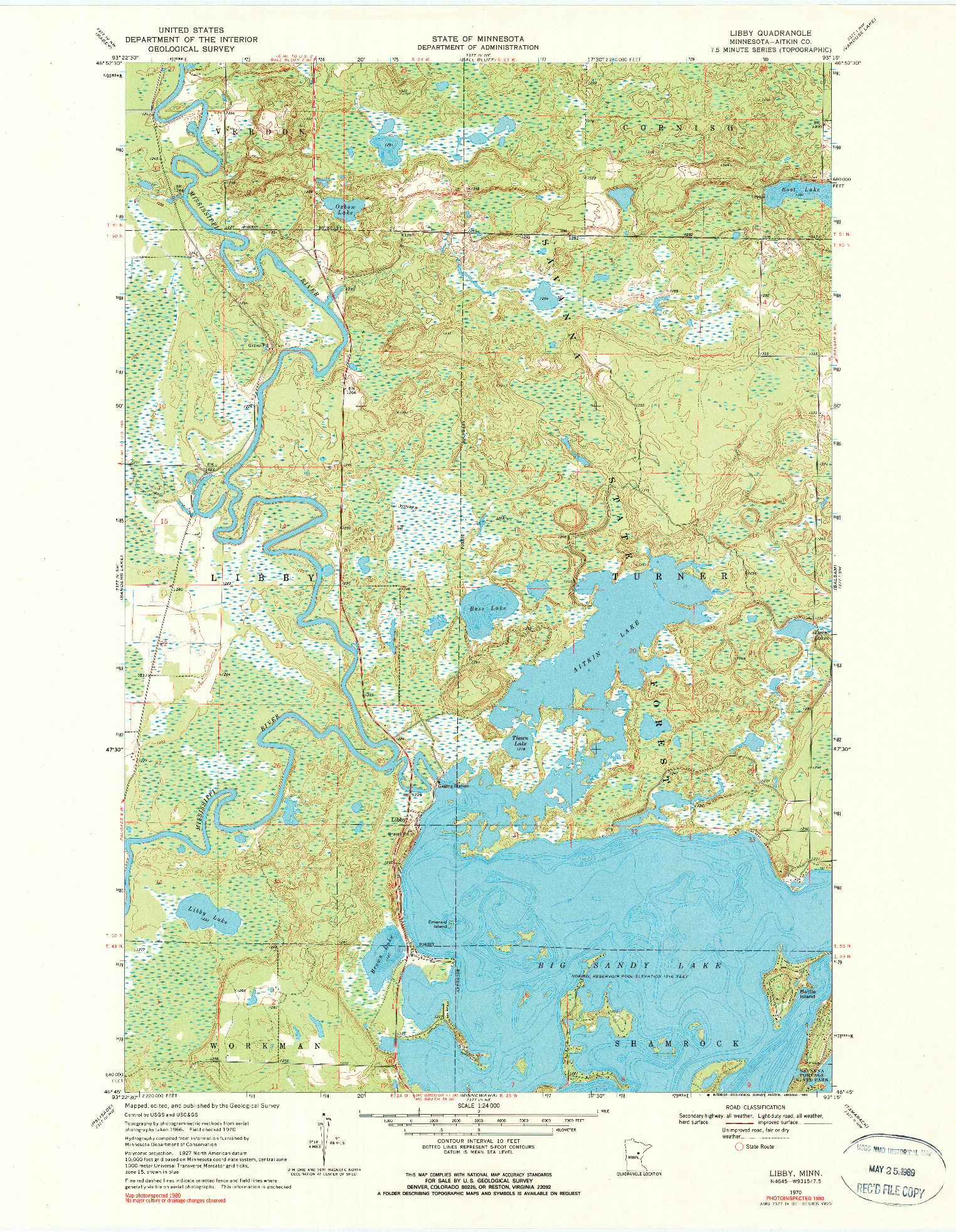 USGS 1:24000-SCALE QUADRANGLE FOR LIBBY, MN 1970