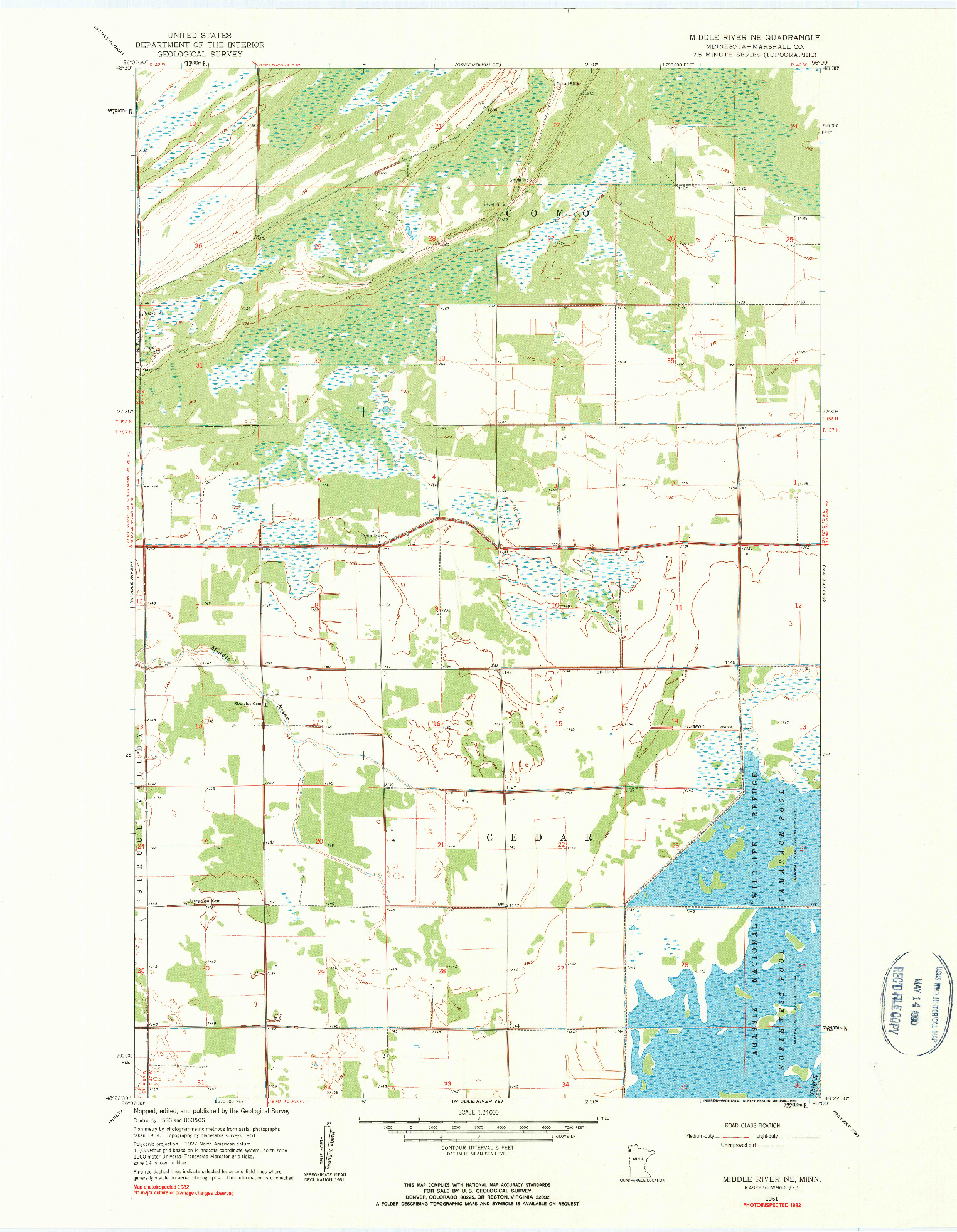 USGS 1:24000-SCALE QUADRANGLE FOR MIDDLE RIVER NE, MN 1961