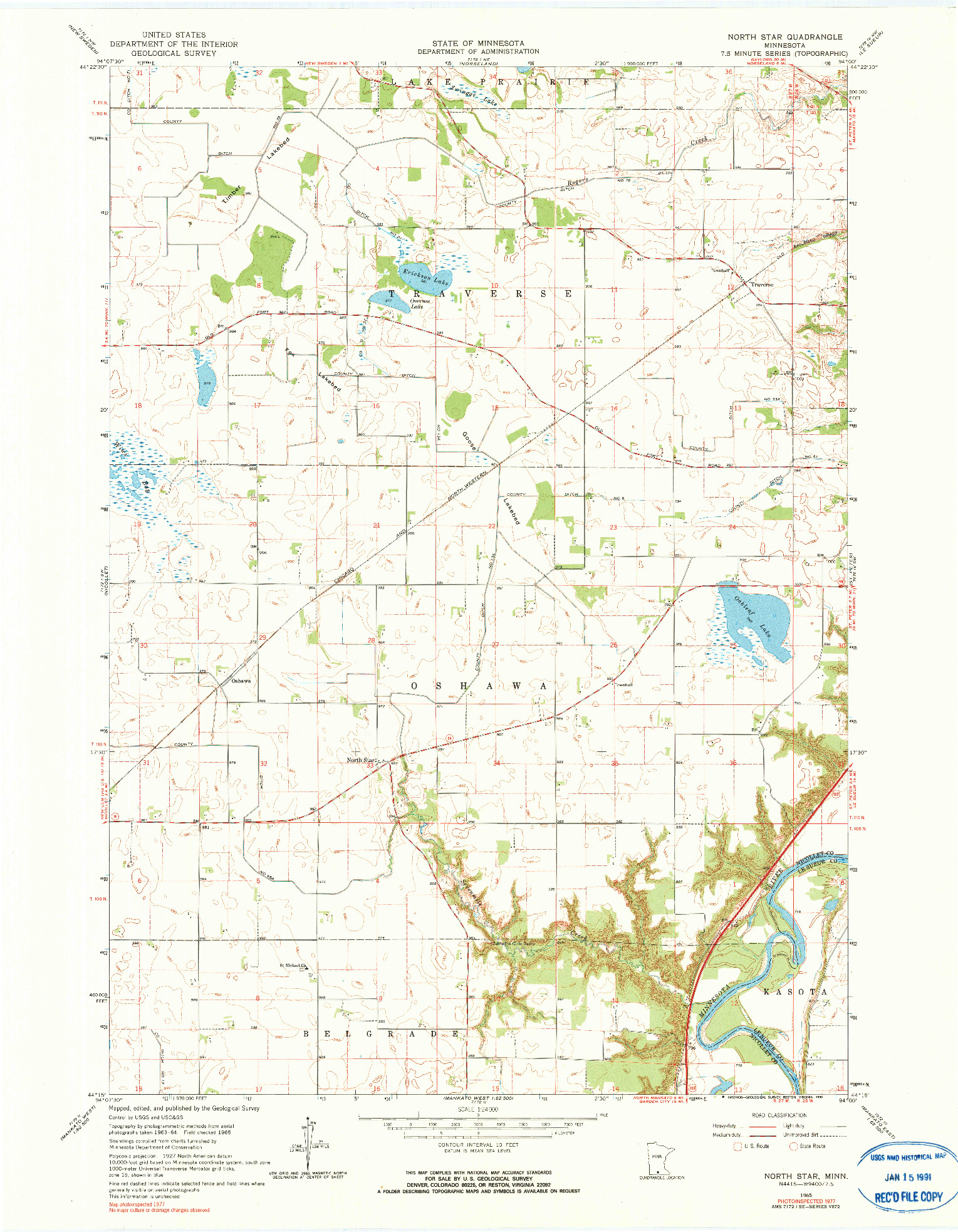 USGS 1:24000-SCALE QUADRANGLE FOR NORTH STAR, MN 1965