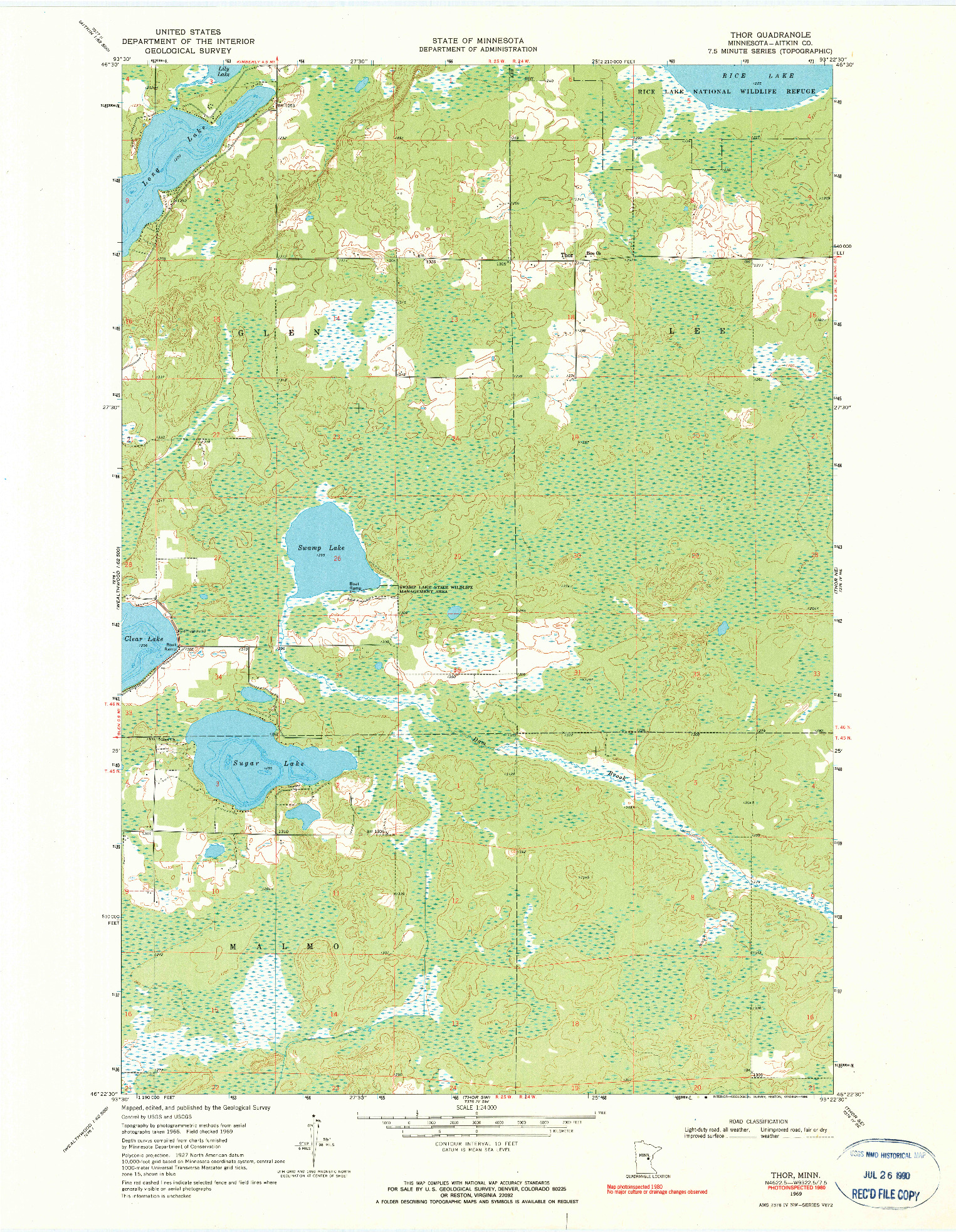 USGS 1:24000-SCALE QUADRANGLE FOR THOR, MN 1969