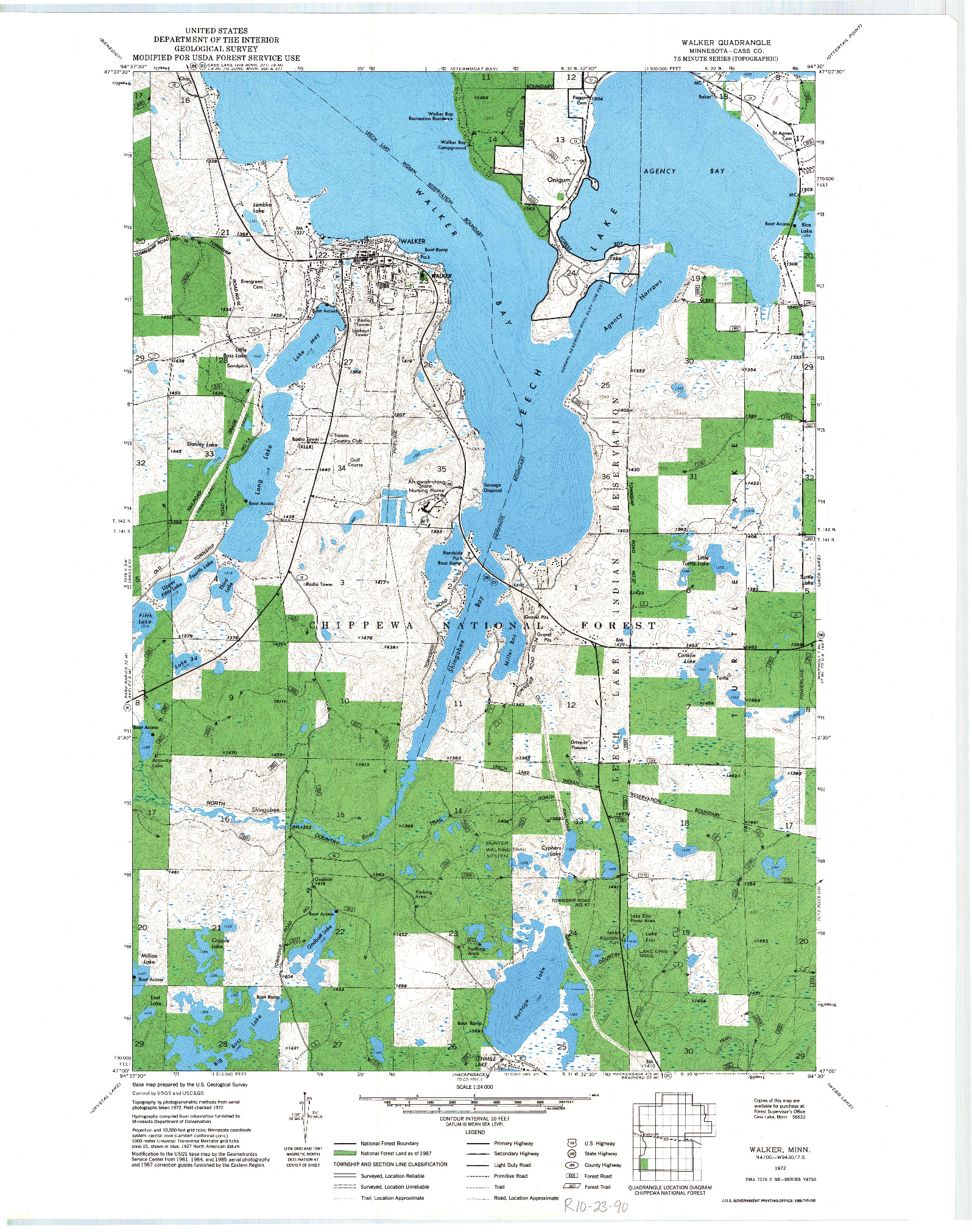 USGS 1:24000-SCALE QUADRANGLE FOR WALKER, MN 1972