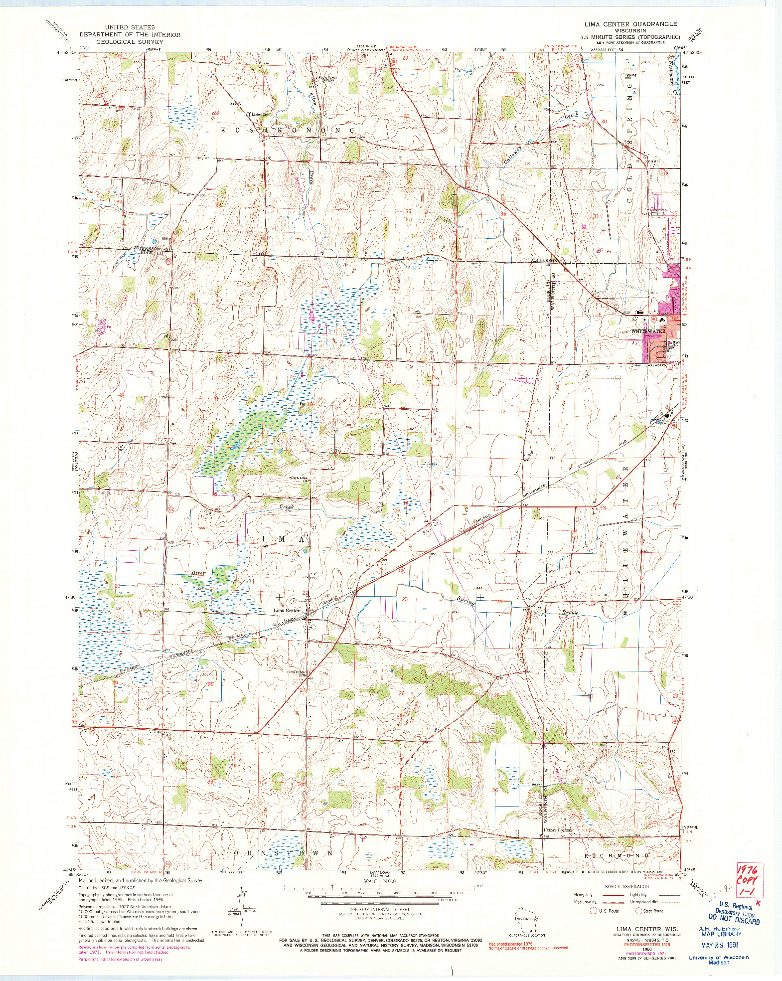 USGS 1:24000-SCALE QUADRANGLE FOR LIMA CENTER, WI 1960