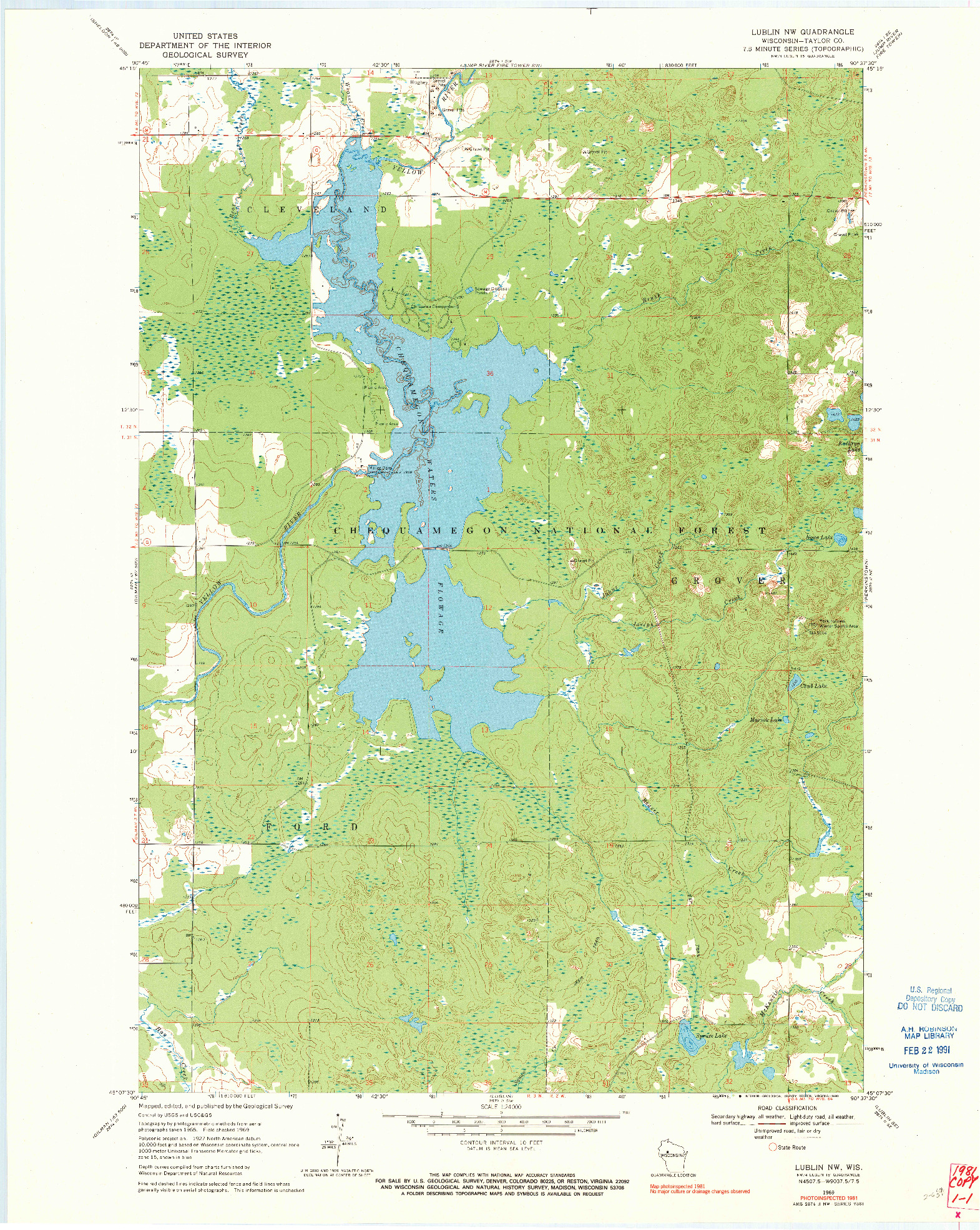 USGS 1:24000-SCALE QUADRANGLE FOR LUBLIN NW, WI 1969