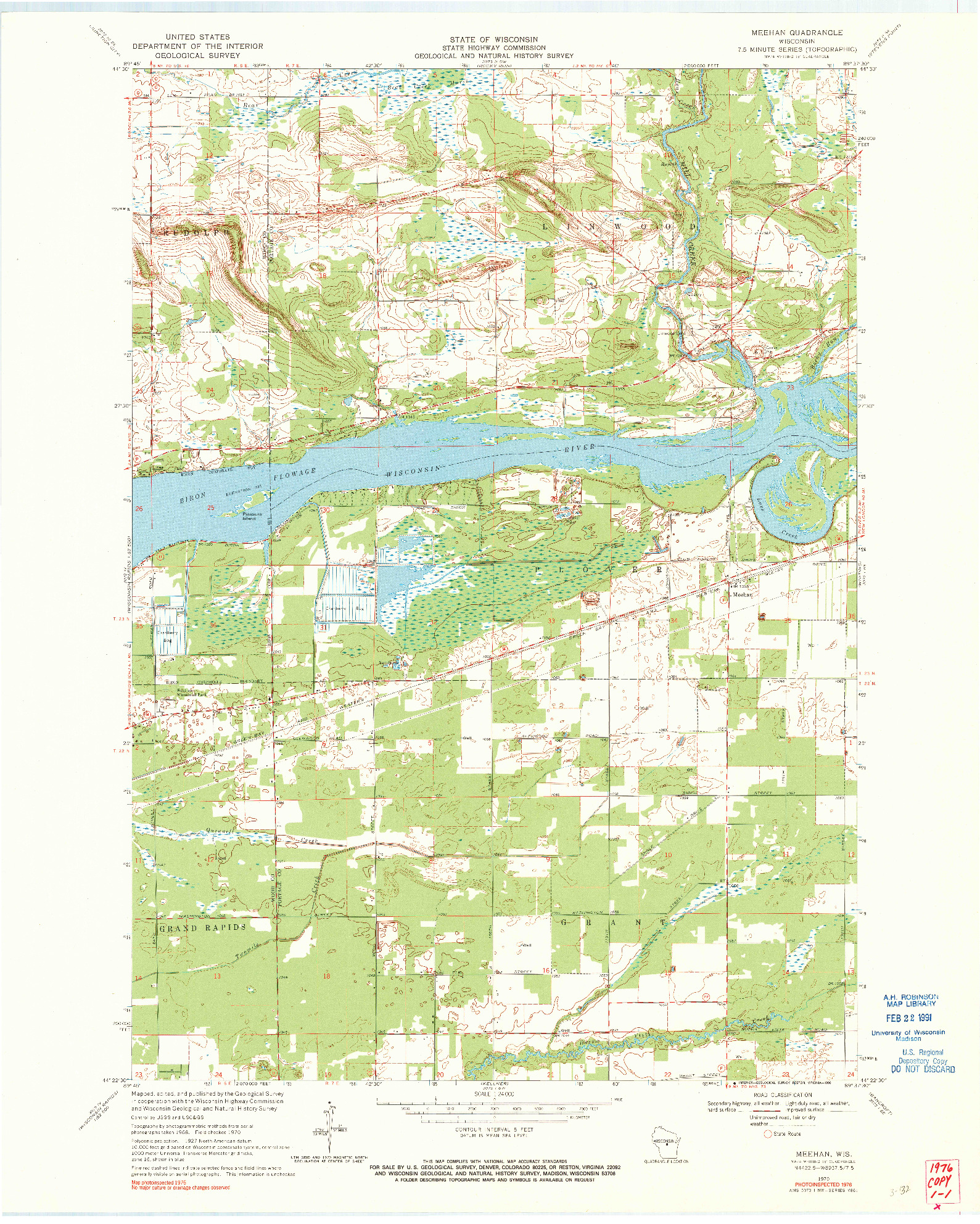 USGS 1:24000-SCALE QUADRANGLE FOR MEEHAN, WI 1970