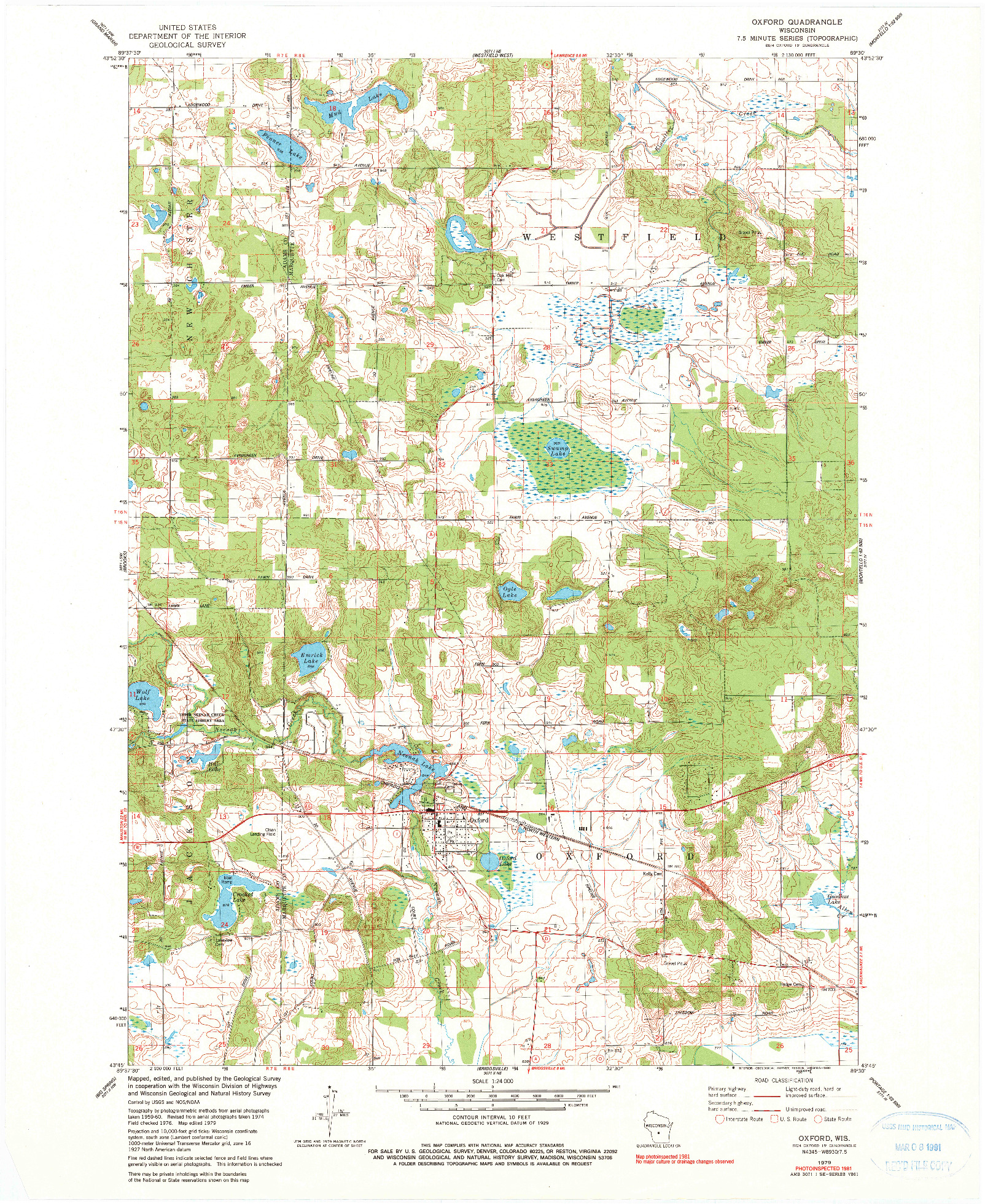 USGS 1:24000-SCALE QUADRANGLE FOR OXFORD, WI 1979
