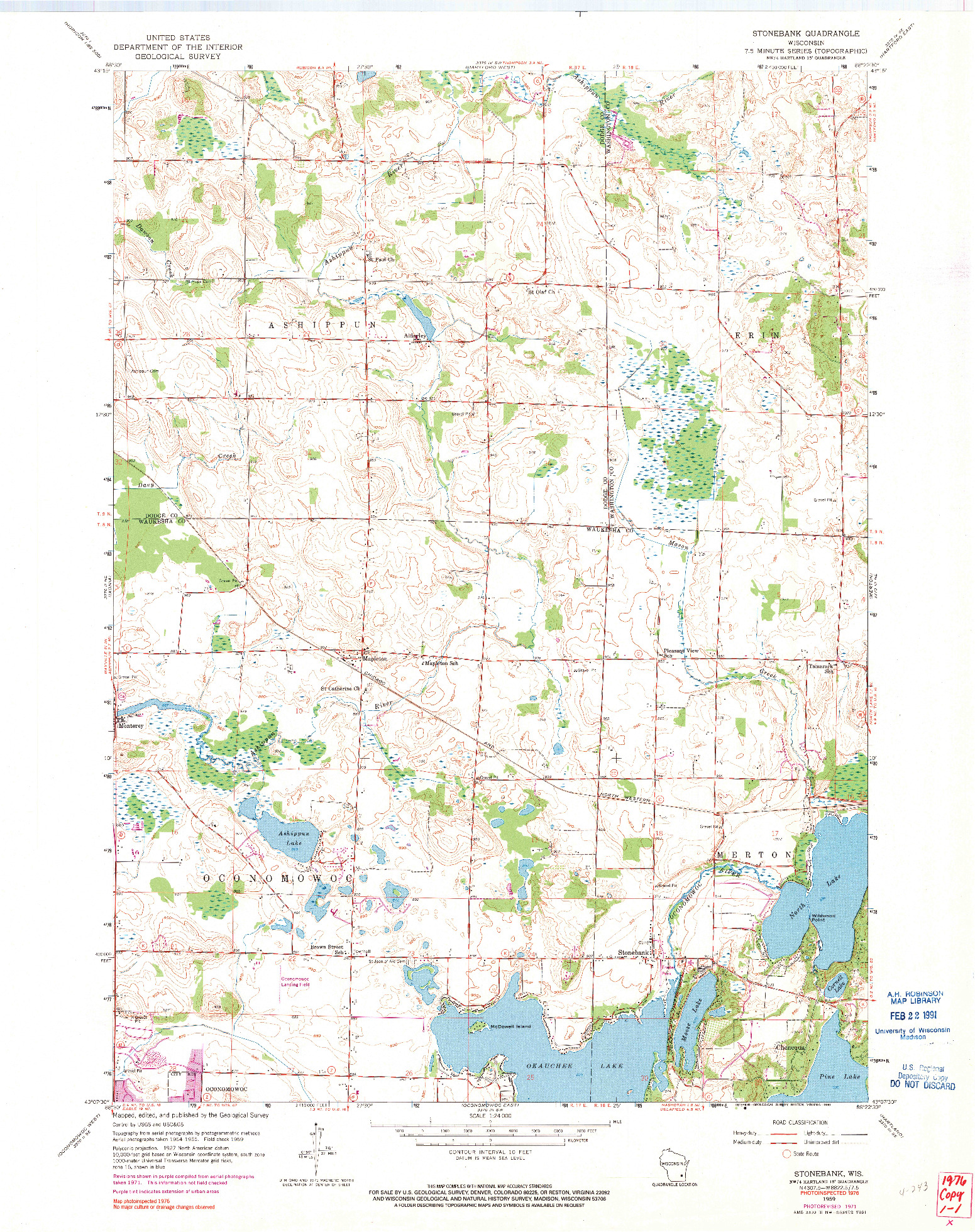 USGS 1:24000-SCALE QUADRANGLE FOR STONEBANK, WI 1959
