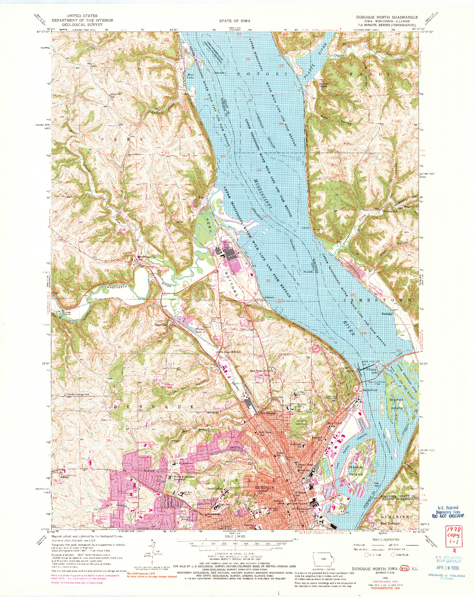 USGS 1:24000-SCALE QUADRANGLE FOR DUBUQUE NORTH, IA 1956