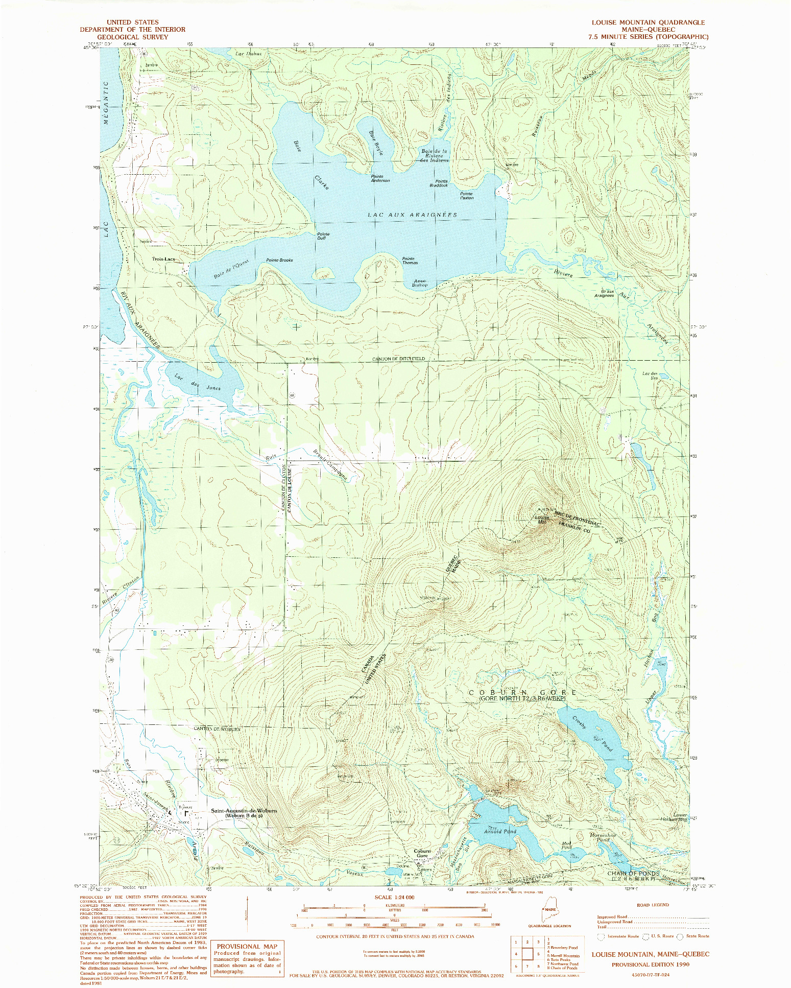 USGS 1:24000-SCALE QUADRANGLE FOR LOUISE MOUNTAIN, ME 1990