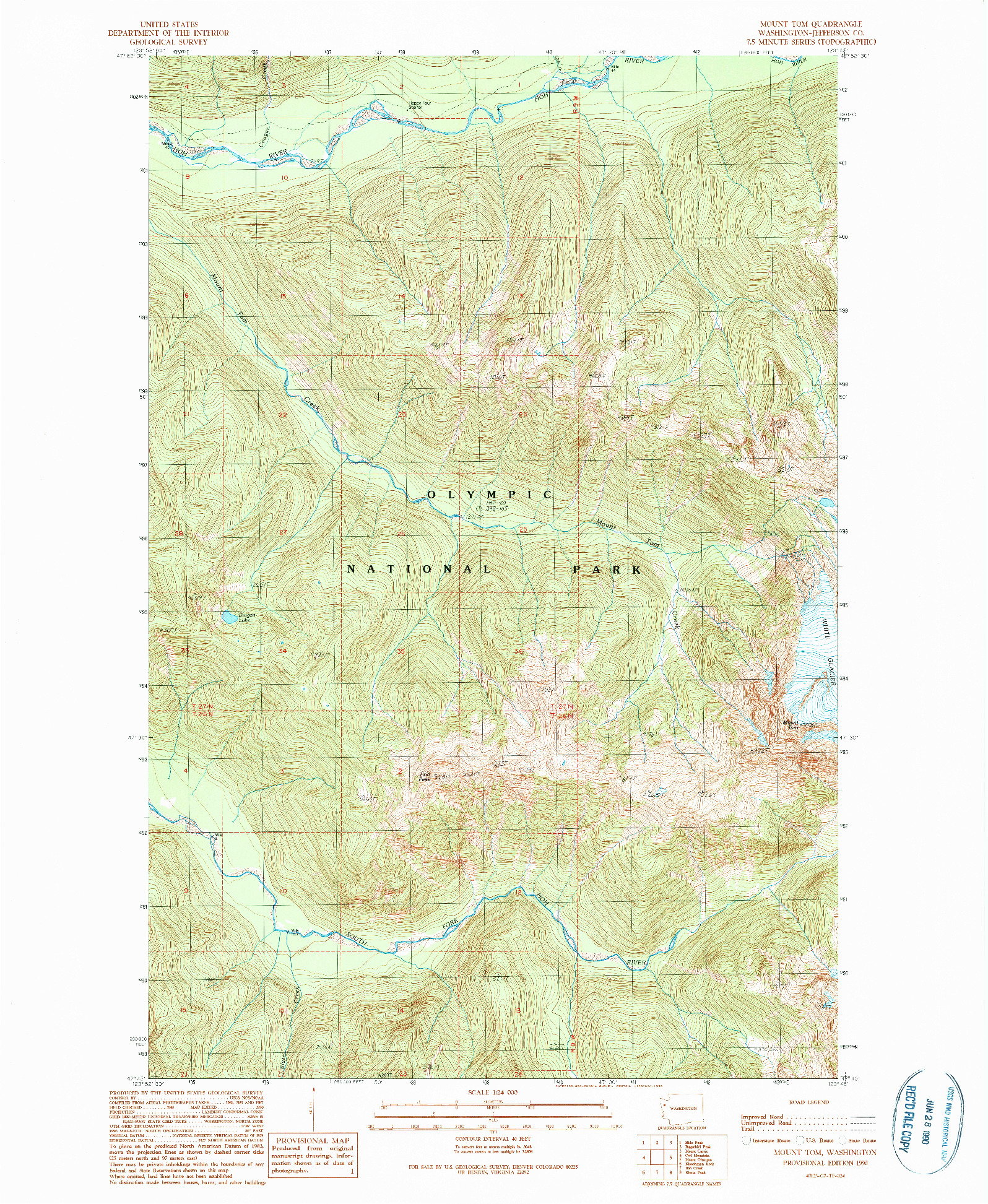 USGS 1:24000-SCALE QUADRANGLE FOR MOUNT TOM, WA 1990