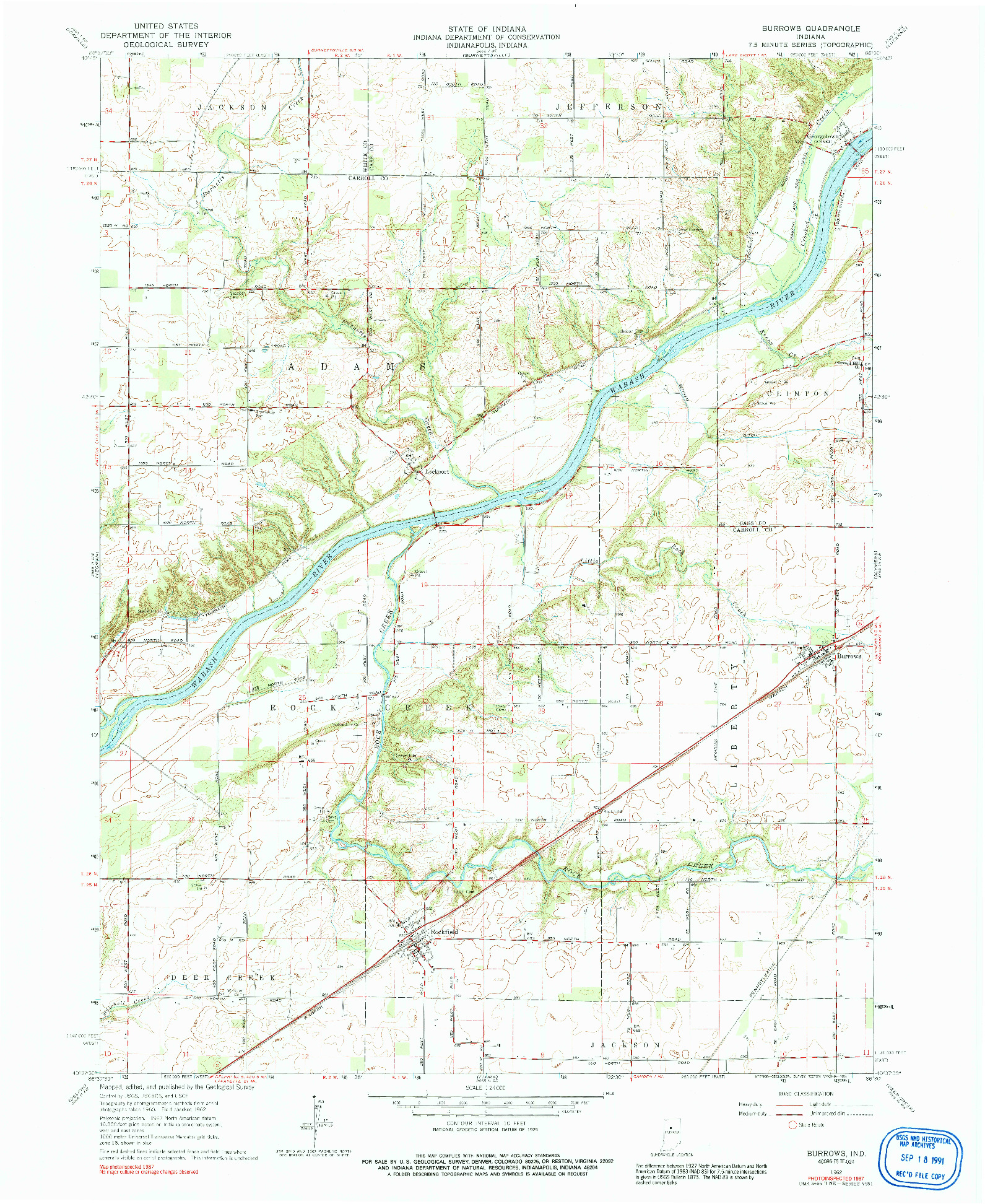 USGS 1:24000-SCALE QUADRANGLE FOR BURROWS, IN 1962