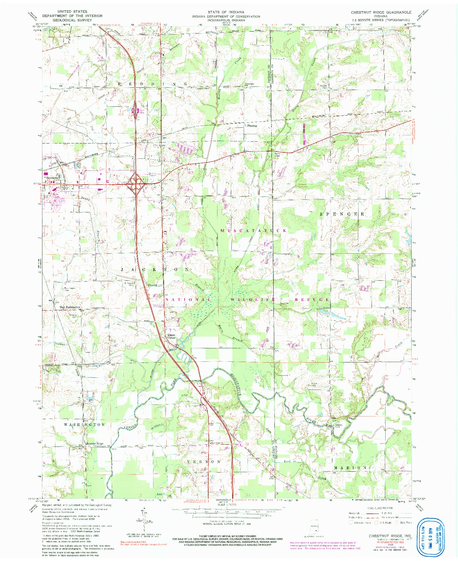 USGS 1:24000-SCALE QUADRANGLE FOR CHESTNUT RIDGE, IN 1959