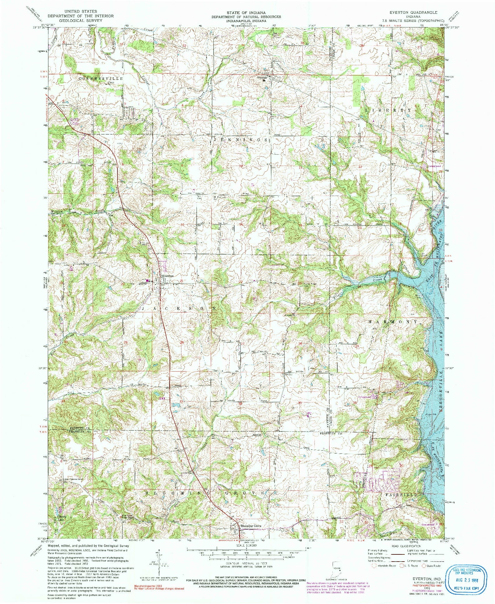 USGS 1:24000-SCALE QUADRANGLE FOR EVERTON, IN 1972