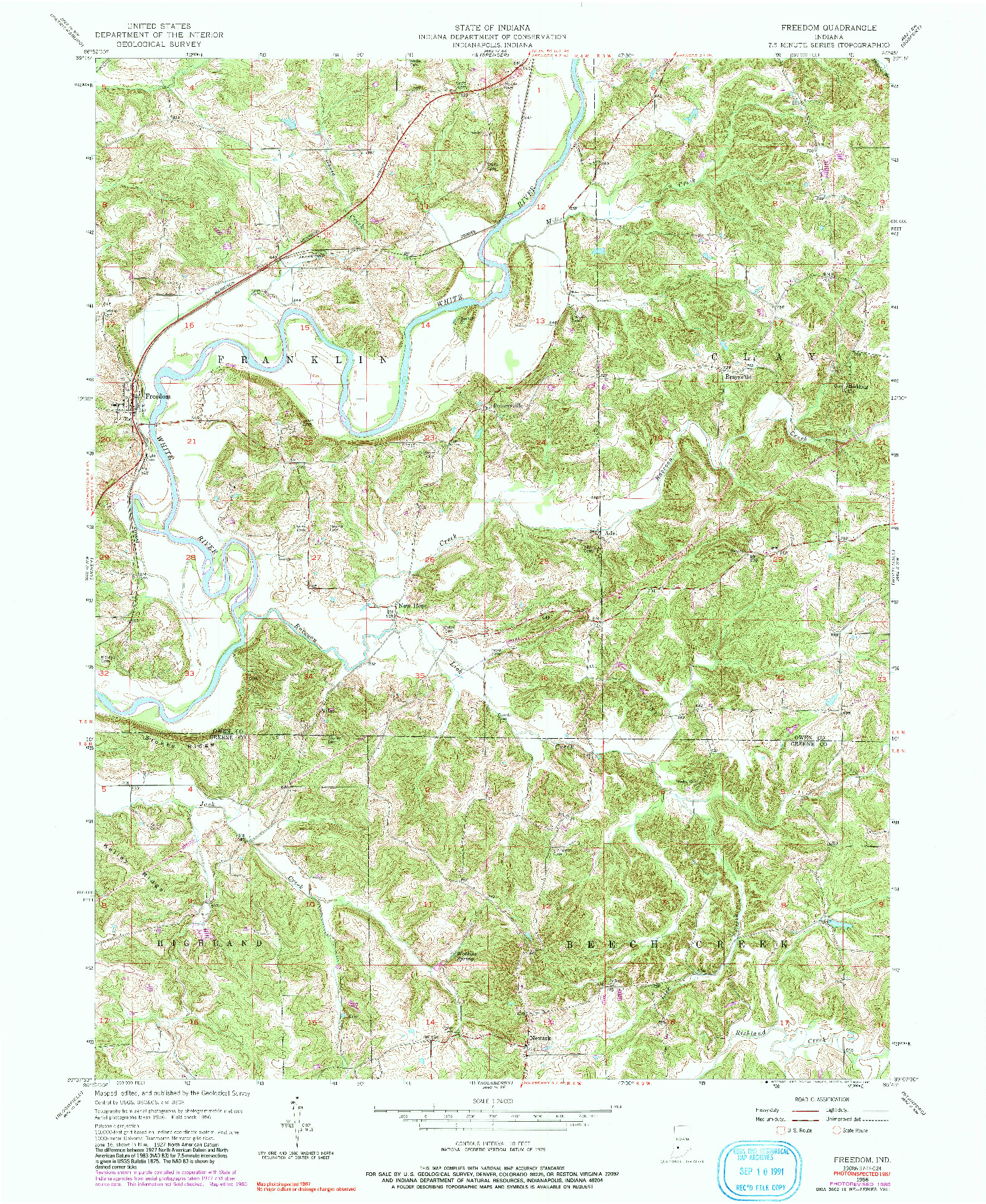 USGS 1:24000-SCALE QUADRANGLE FOR FREEDOM, IN 1956