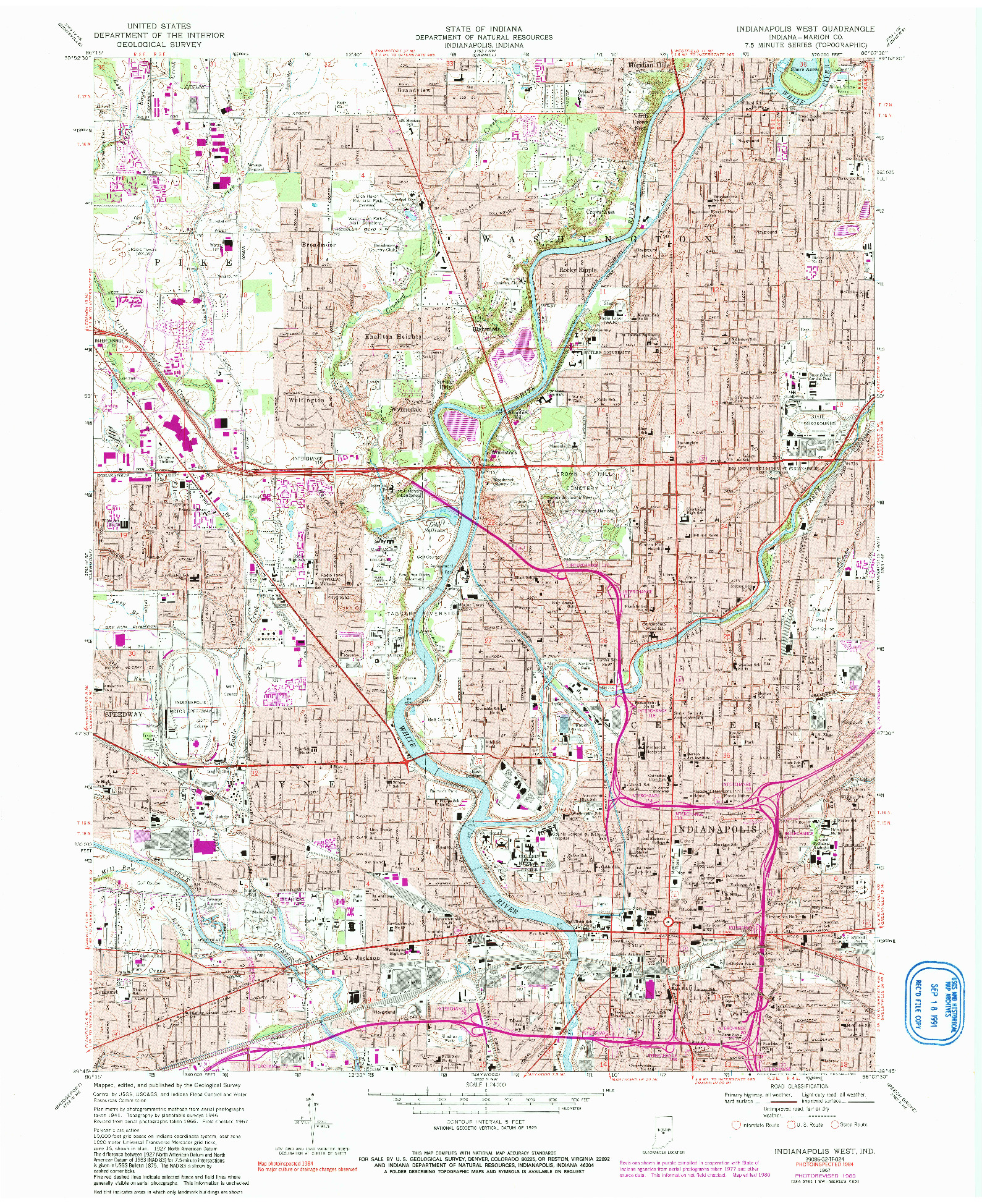 USGS 1:24000-SCALE QUADRANGLE FOR INDIANAPOLIS WEST, IN 1967