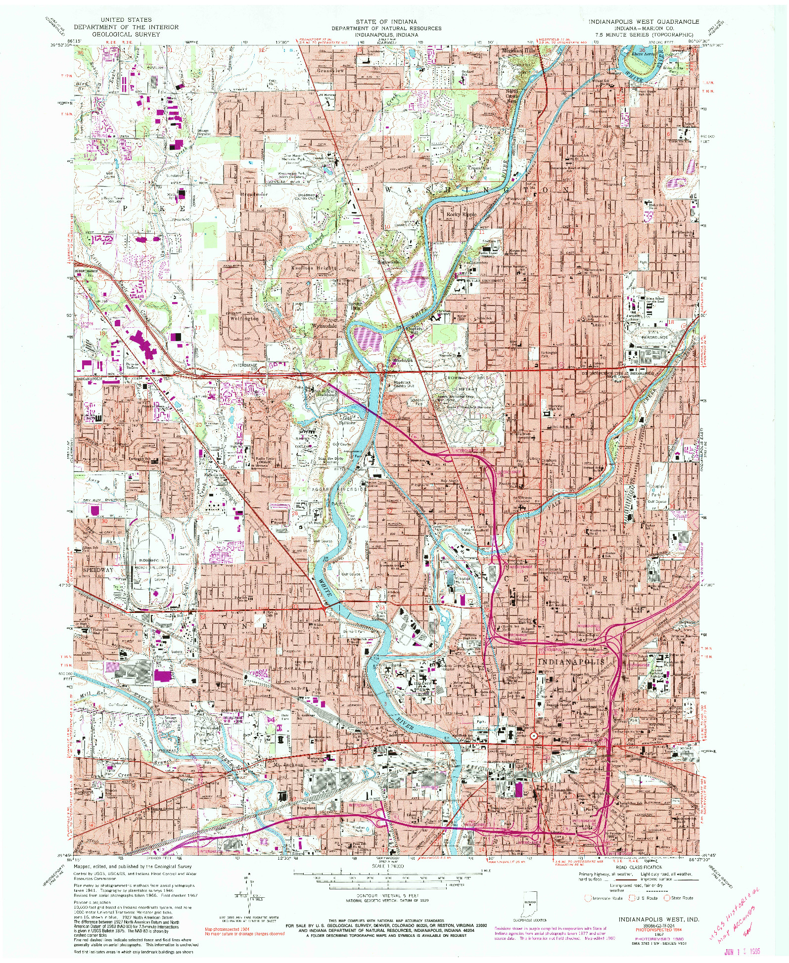 USGS 1:24000-SCALE QUADRANGLE FOR INDIANAPOLIS WEST, IN 1967