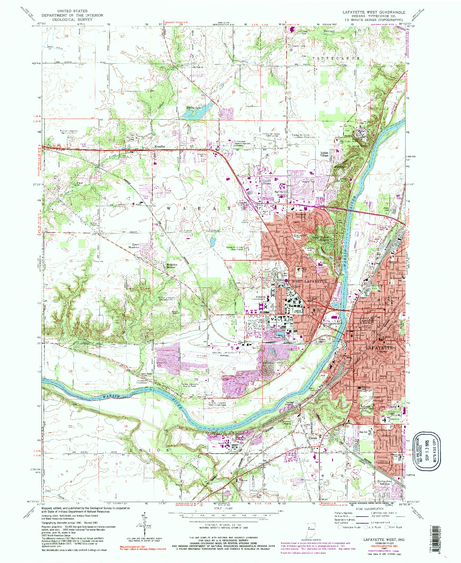 USGS 1:24000-SCALE QUADRANGLE FOR LAFAYETTE WEST, IN 1961