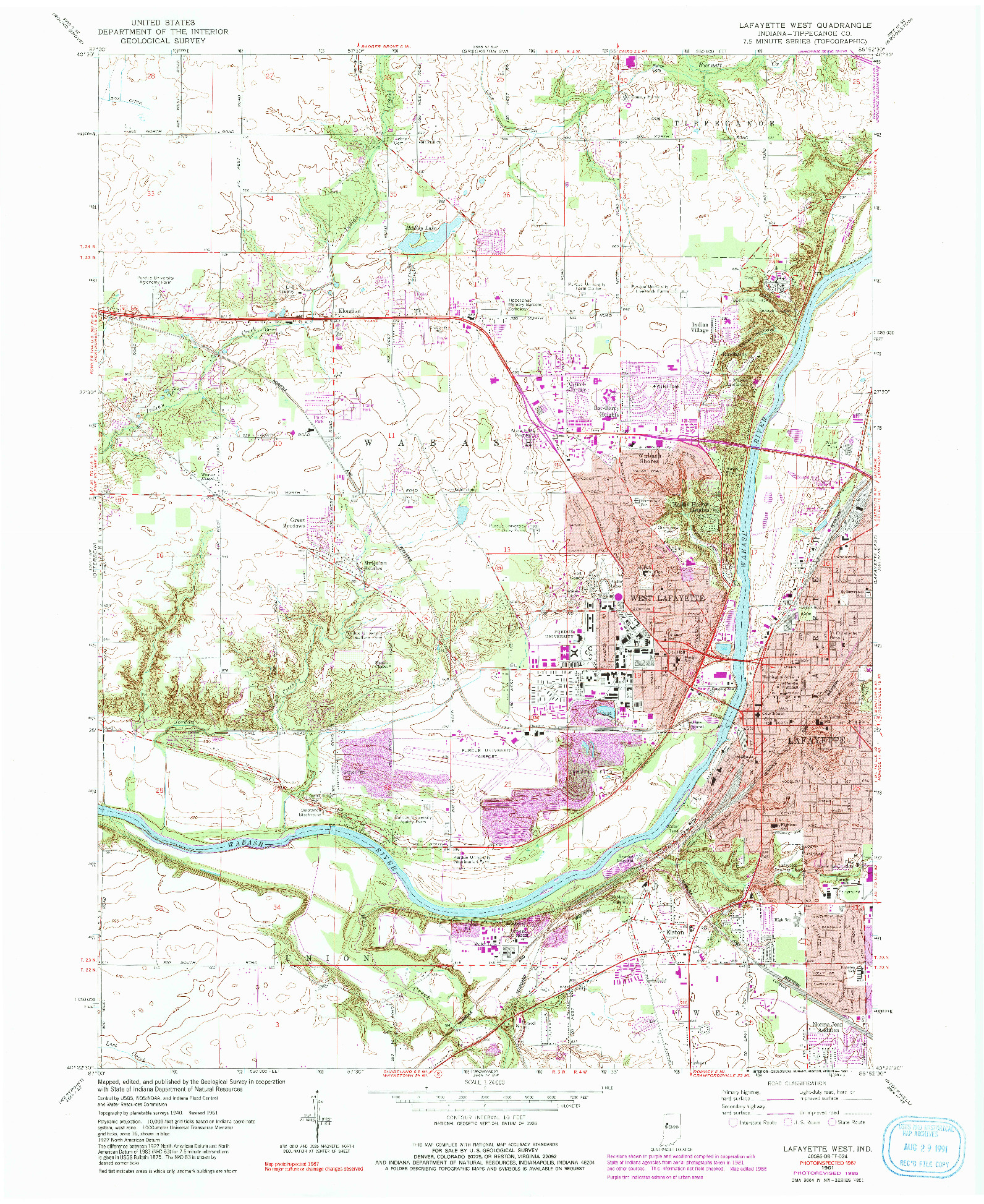 USGS 1:24000-SCALE QUADRANGLE FOR LAFAYETTE WEST, IN 1961