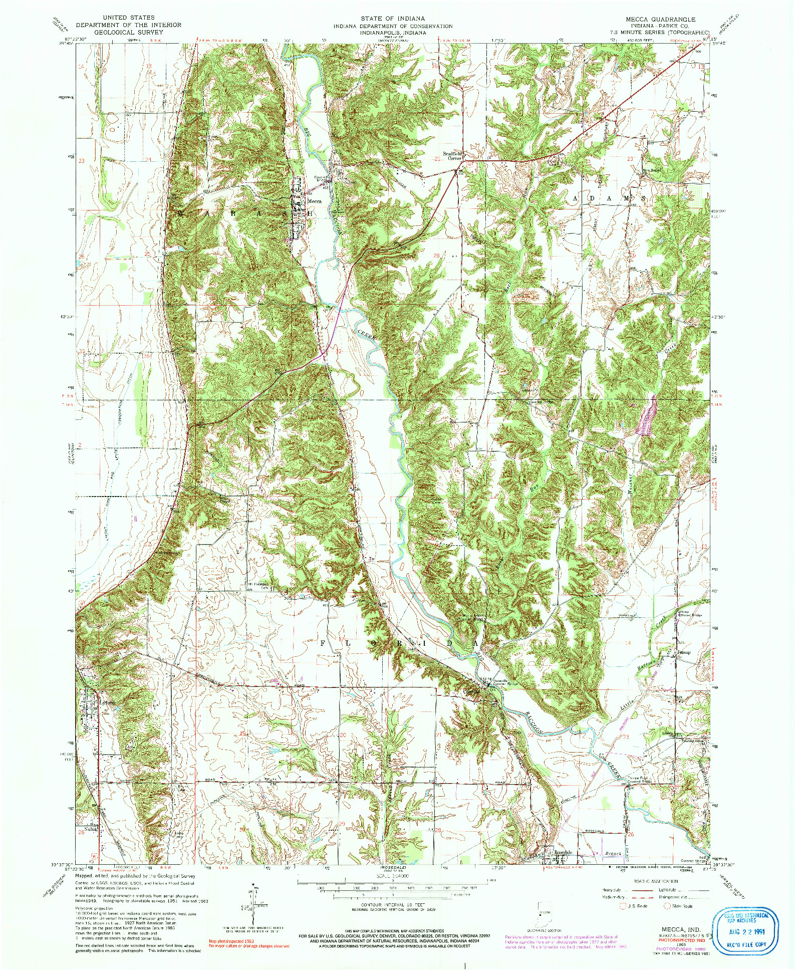 USGS 1:24000-SCALE QUADRANGLE FOR MECCA, IN 1963