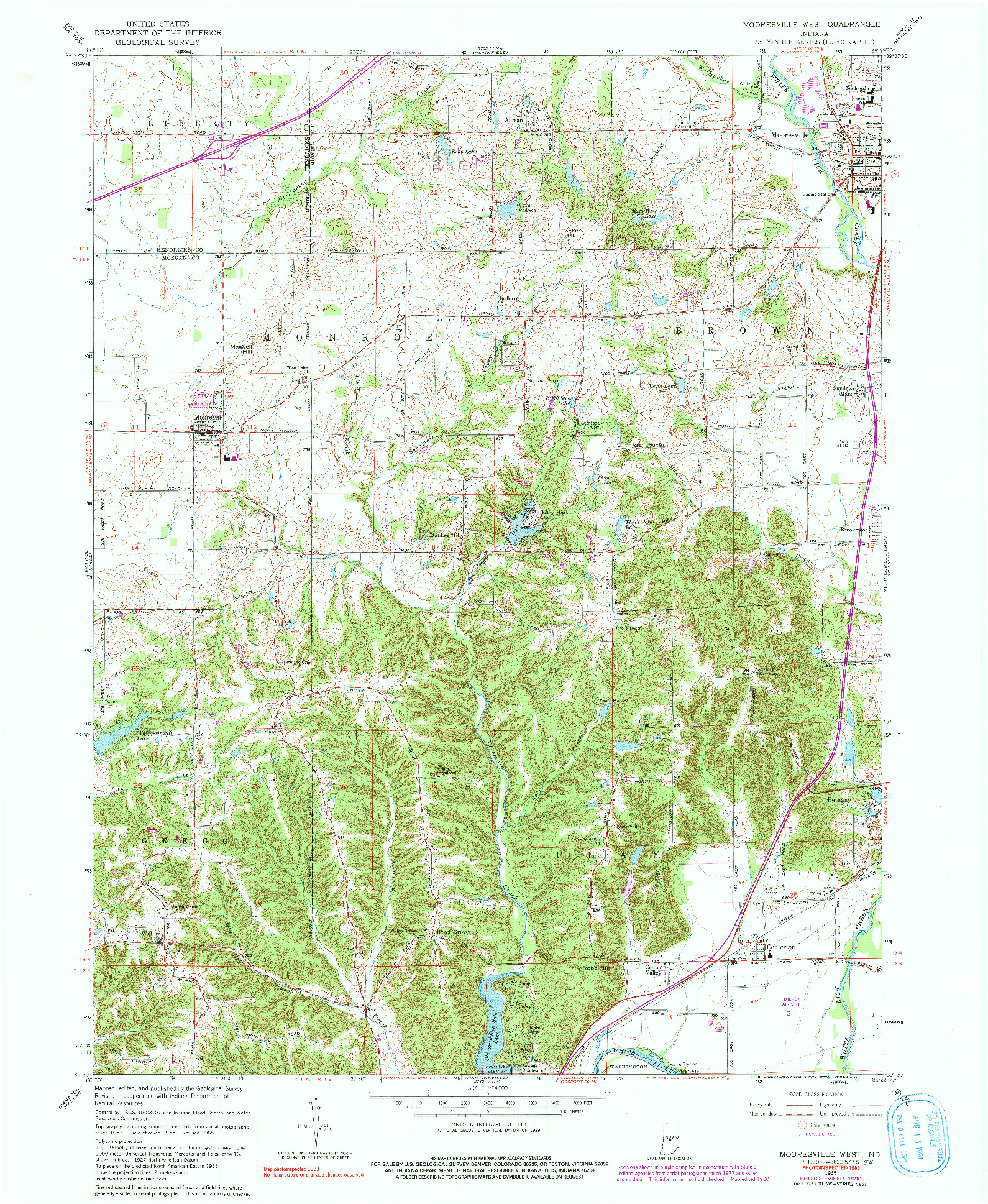 USGS 1:24000-SCALE QUADRANGLE FOR MOORESVILLE WEST, IN 1965