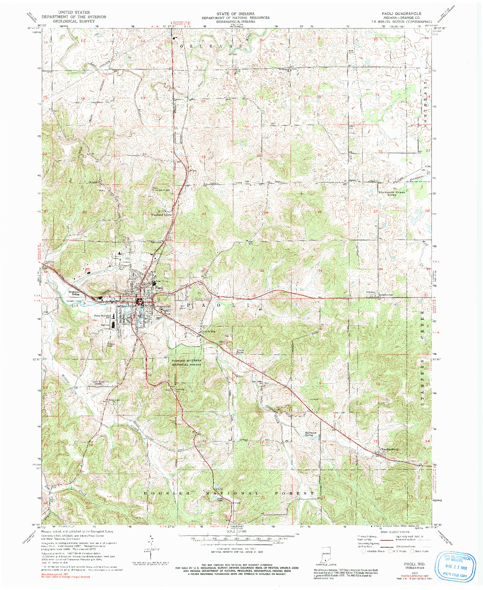 USGS 1:24000-SCALE QUADRANGLE FOR PAOLI, IN 1970