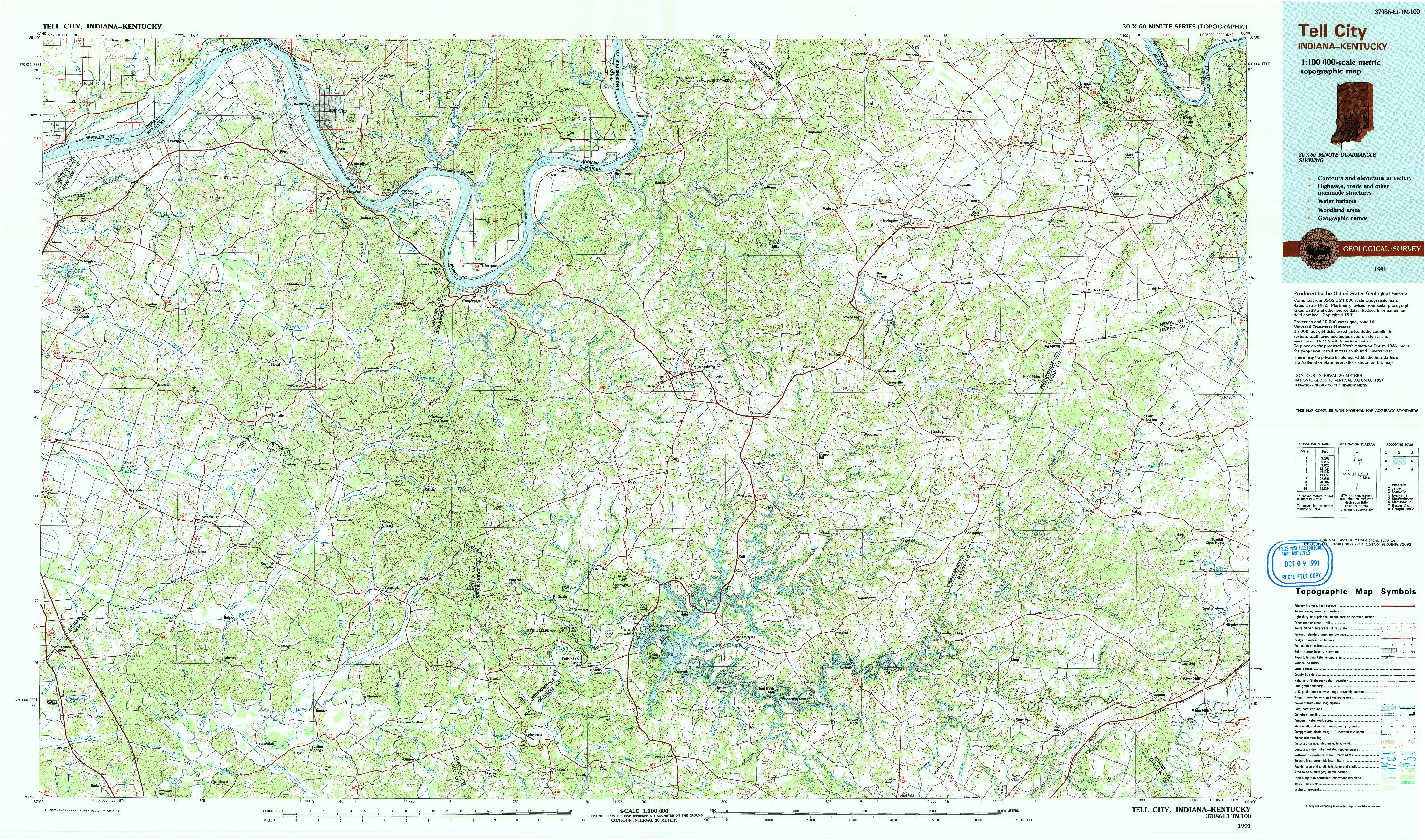 USGS 1:100000-SCALE QUADRANGLE FOR TELL CITY, IN 1991