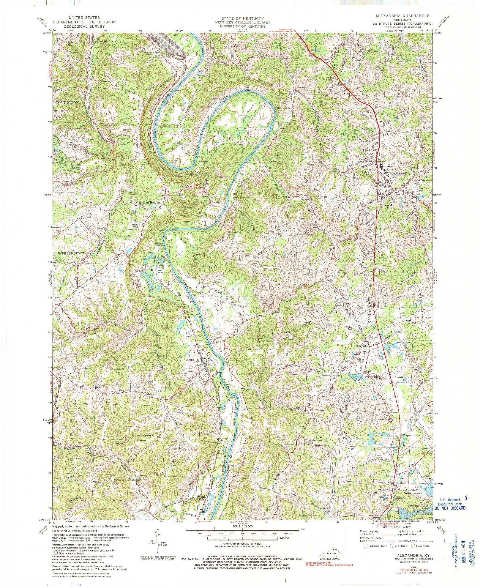 USGS 1:24000-SCALE QUADRANGLE FOR ALEXANDRIA, KY 1981