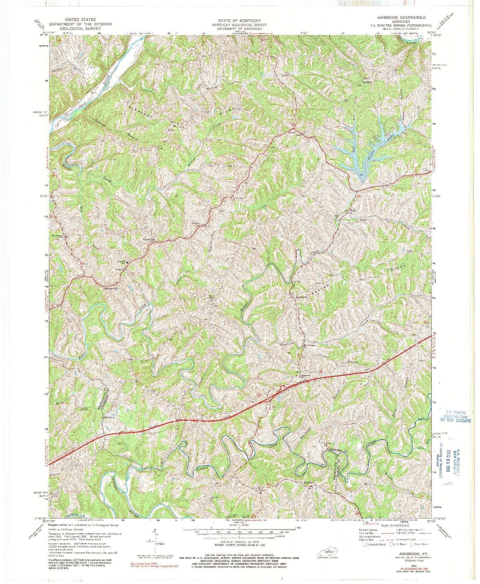 USGS 1:24000-SCALE QUADRANGLE FOR ASHBROOK, KY 1972