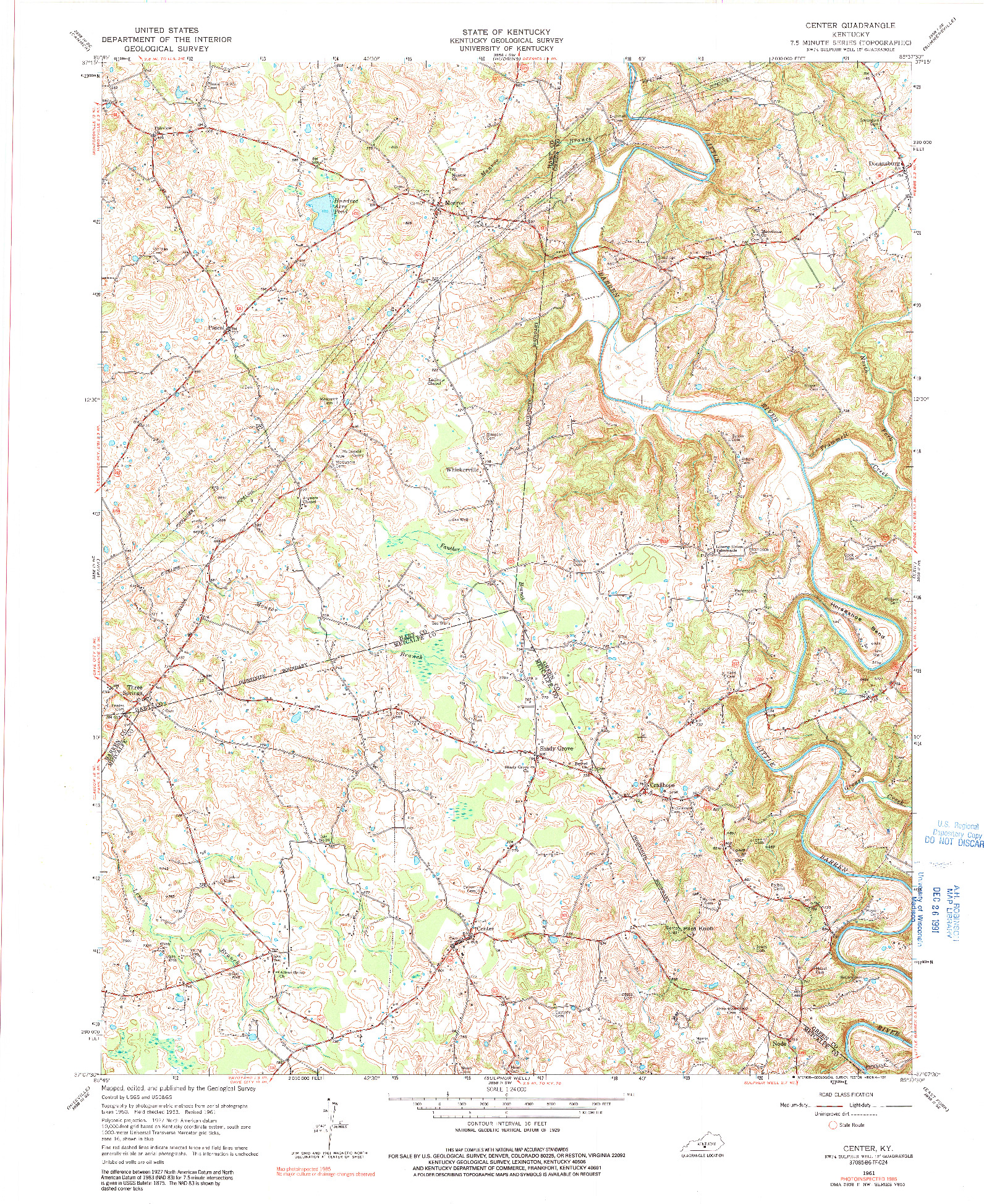 USGS 1:24000-SCALE QUADRANGLE FOR CENTER, KY 1961