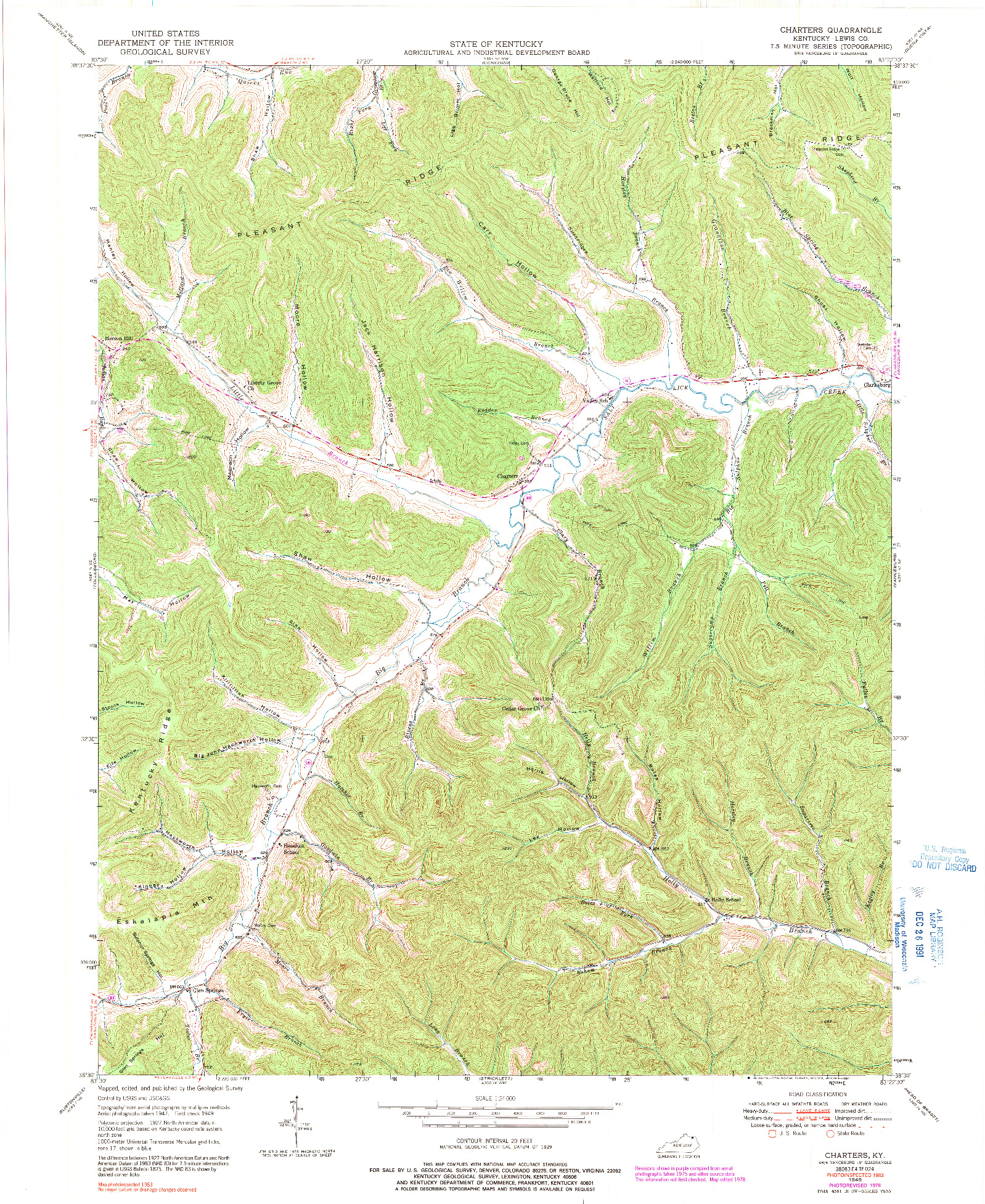 USGS 1:24000-SCALE QUADRANGLE FOR CHARTERS, KY 1949