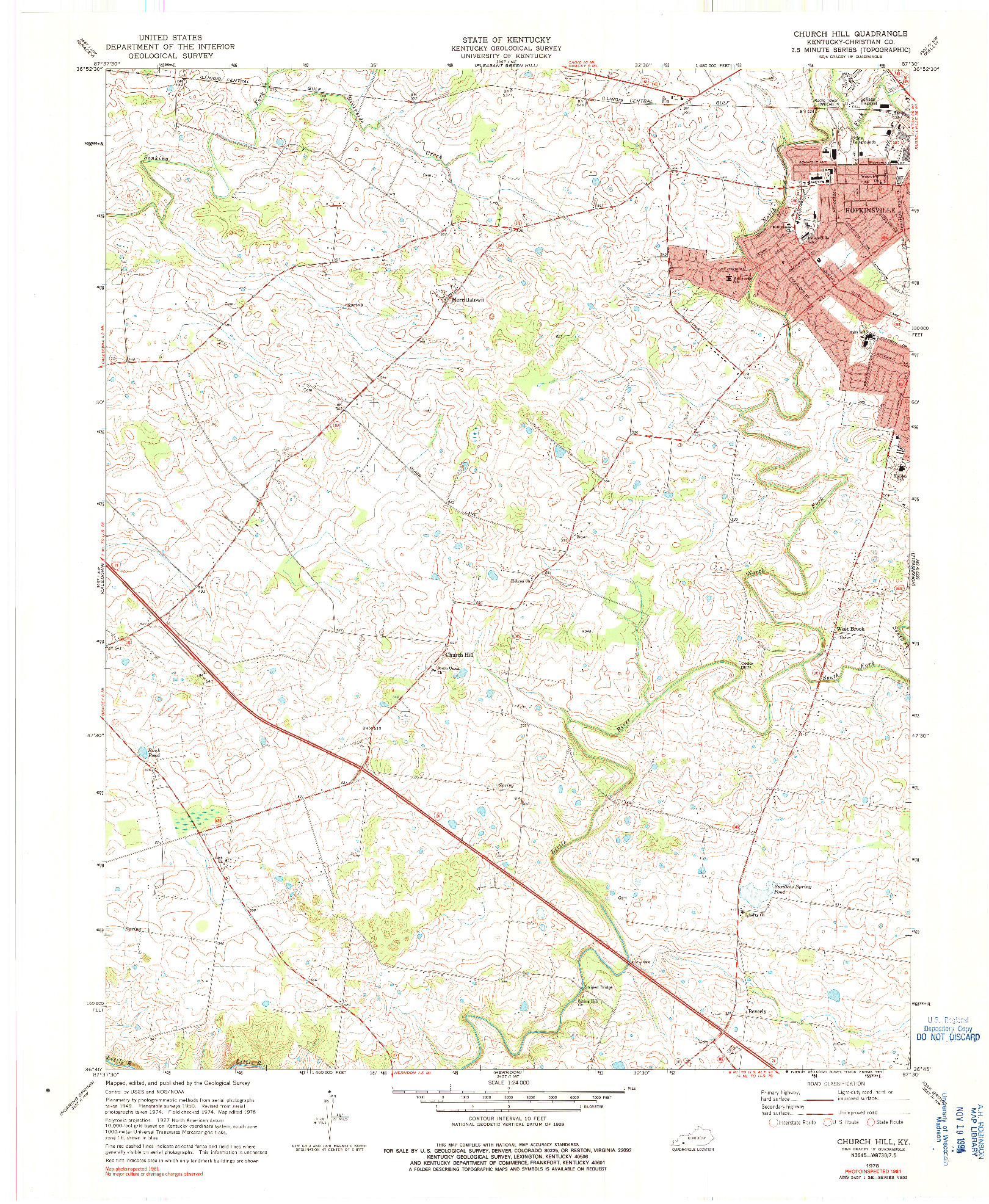 USGS 1:24000-SCALE QUADRANGLE FOR CHURCH HILL, KY 1978