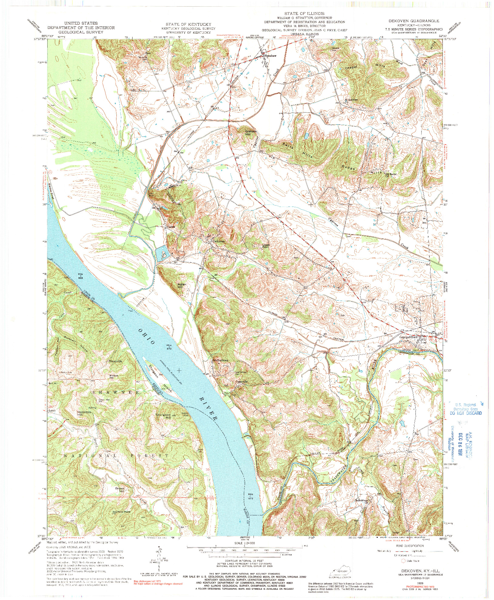 USGS 1:24000-SCALE QUADRANGLE FOR DEKOVEN, KY 1959