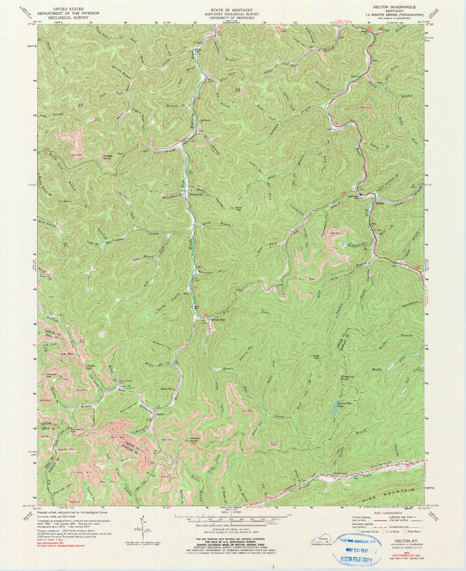 USGS 1:24000-SCALE QUADRANGLE FOR HELTON, KY 1974