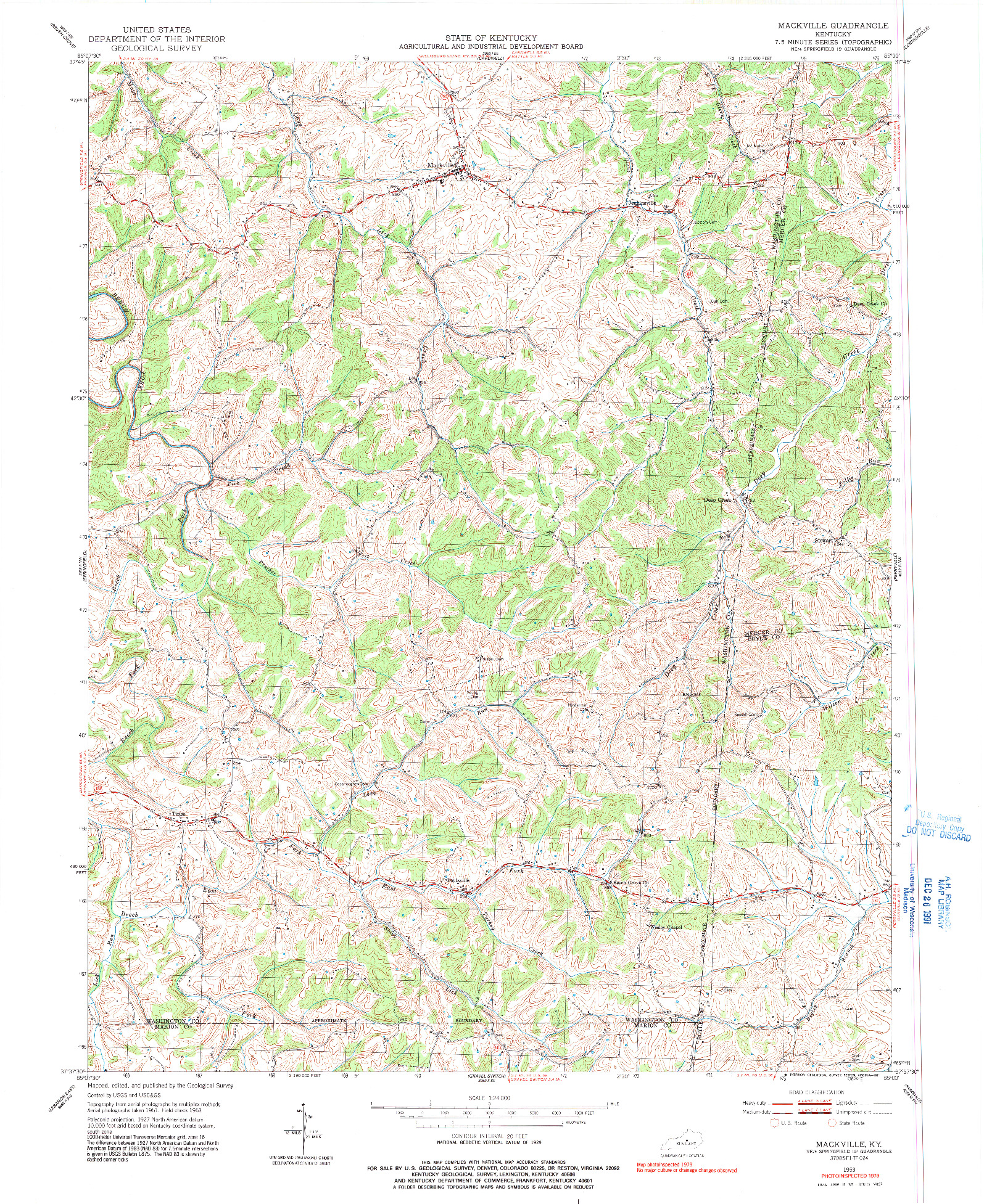 USGS 1:24000-SCALE QUADRANGLE FOR MACKVILLE, KY 1953