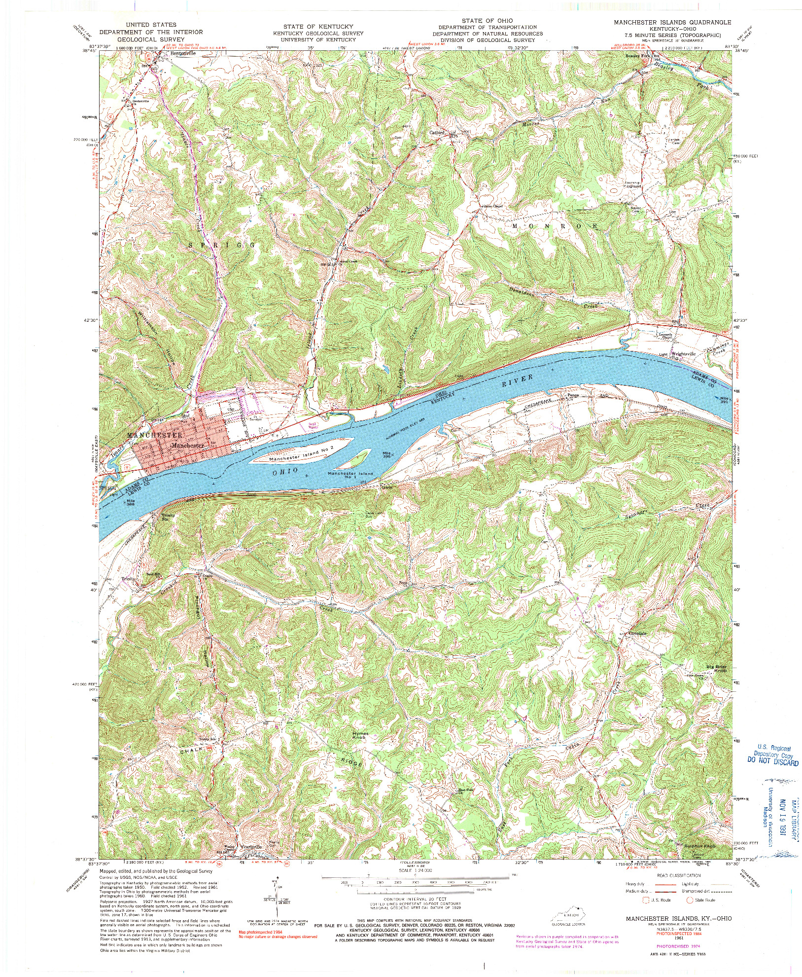 USGS 1:24000-SCALE QUADRANGLE FOR MANCHESTER ISLANDS, KY 1961