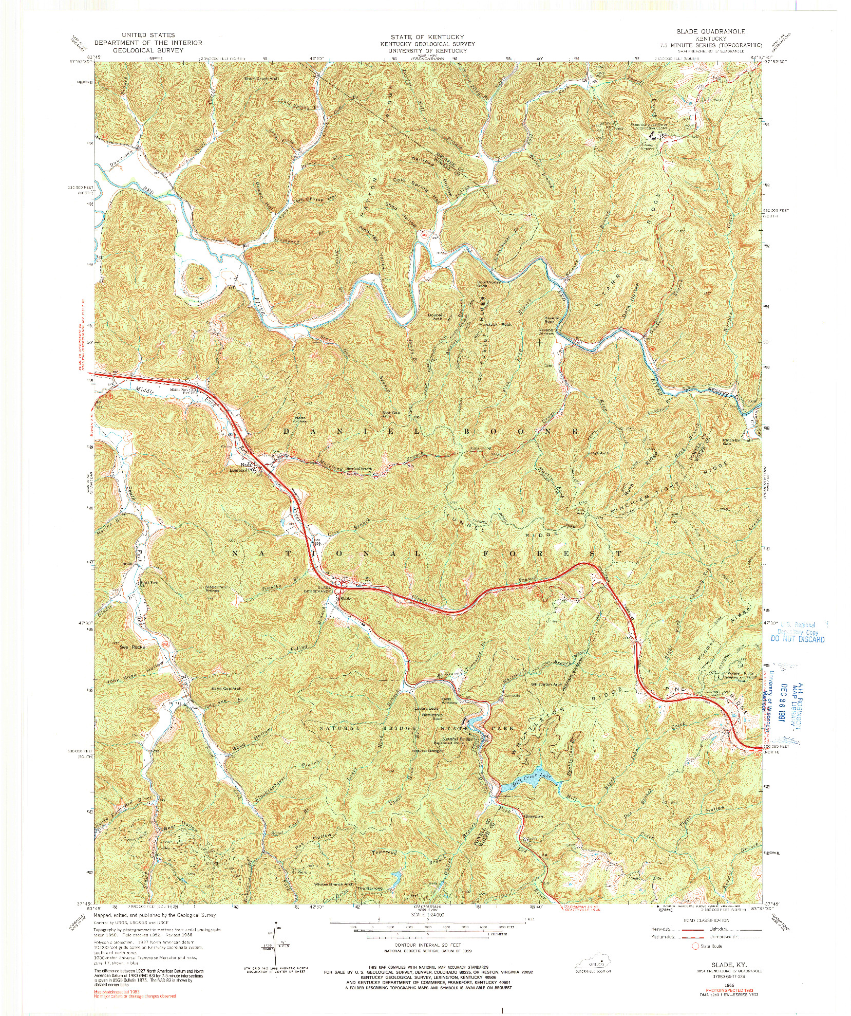 USGS 1:24000-SCALE QUADRANGLE FOR SLADE, KY 1966