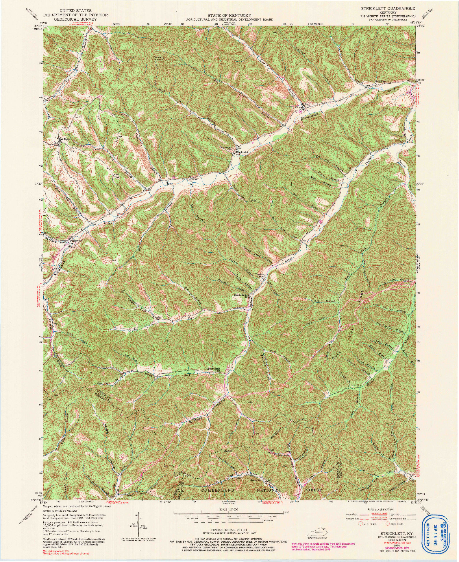 USGS 1:24000-SCALE QUADRANGLE FOR STRICKLETT, KY 1951